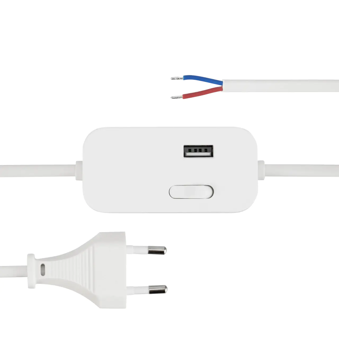 REV Zuleitung Euro 2,5A mit Schalter USB A 2m weiß REV Zuleitung Euro 2,5A mit Schalter USB A 2m weiß