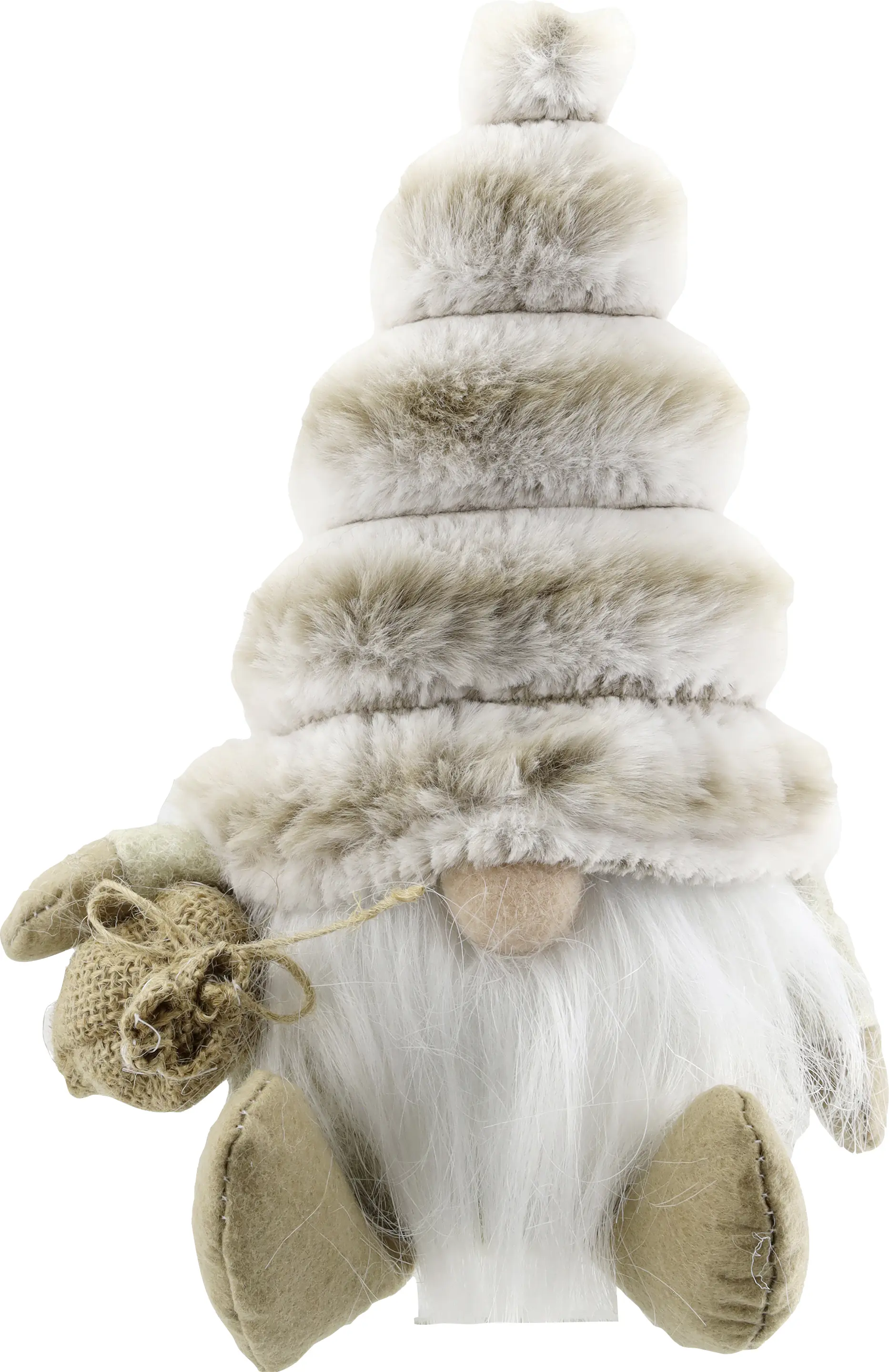 Dekofigur Wichtel aus Filz 22 cm beige/weiß