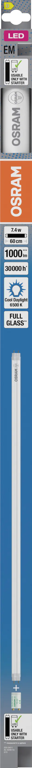 Osram LED Röhre 60,3 cm G13 7,4 W kaltweiß