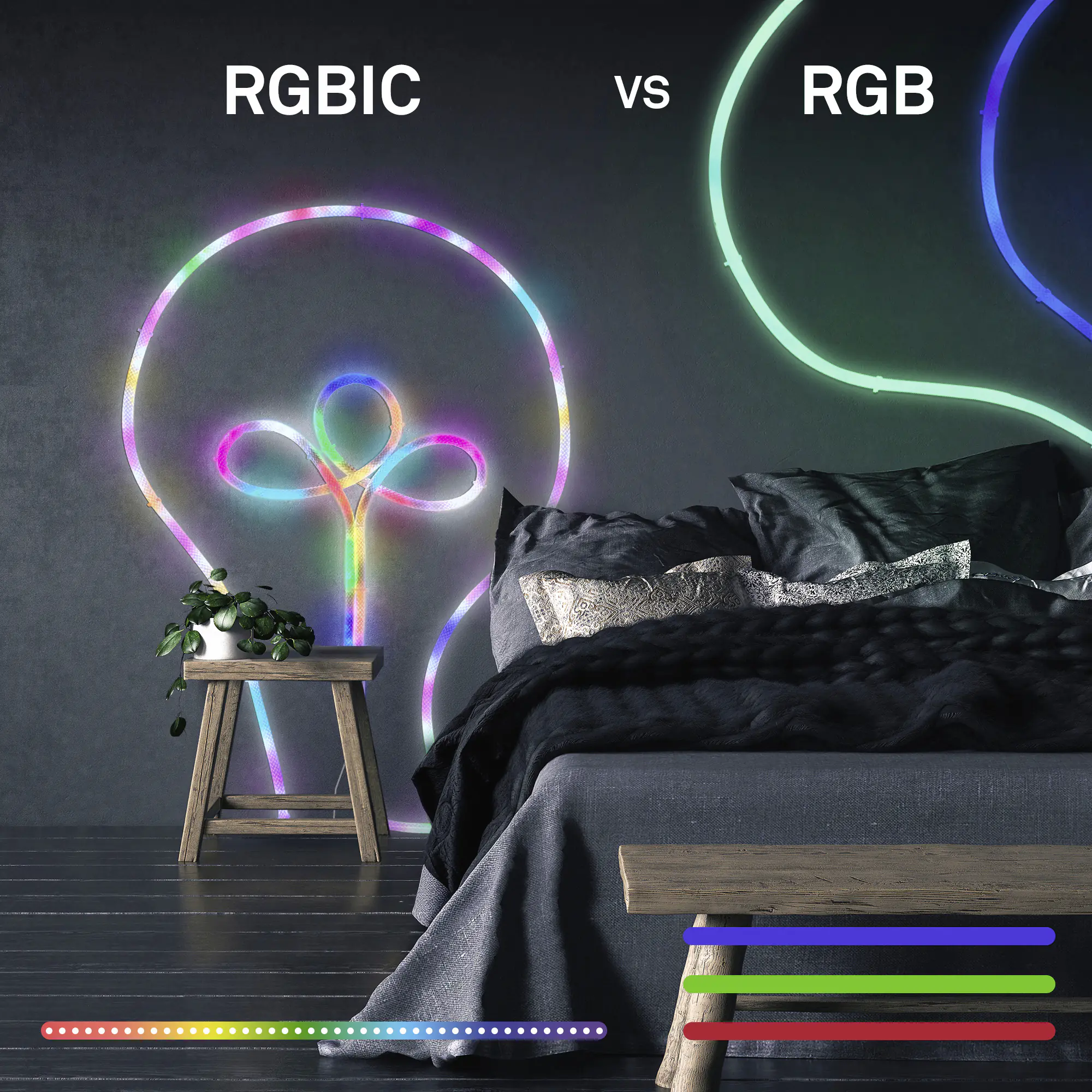 Briloner LED-Lichtschlauch RGBIC mit Musiksensor 5 m dimmbar weiß