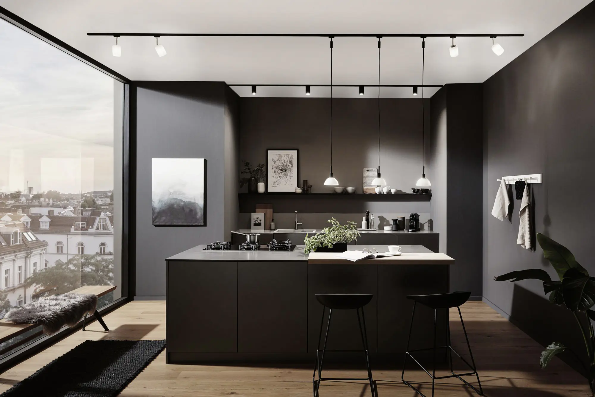 Paulmann URail Pendel Sarrasani E14 schwarz matt opal 1,40 m max. 20 W