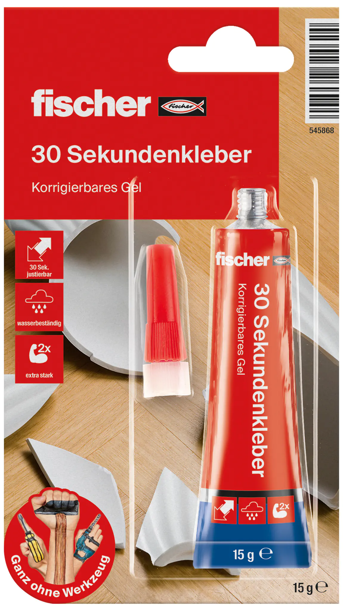 Fischer Sekundenkleber 15 g Korrigierbarer Sekundenkleber