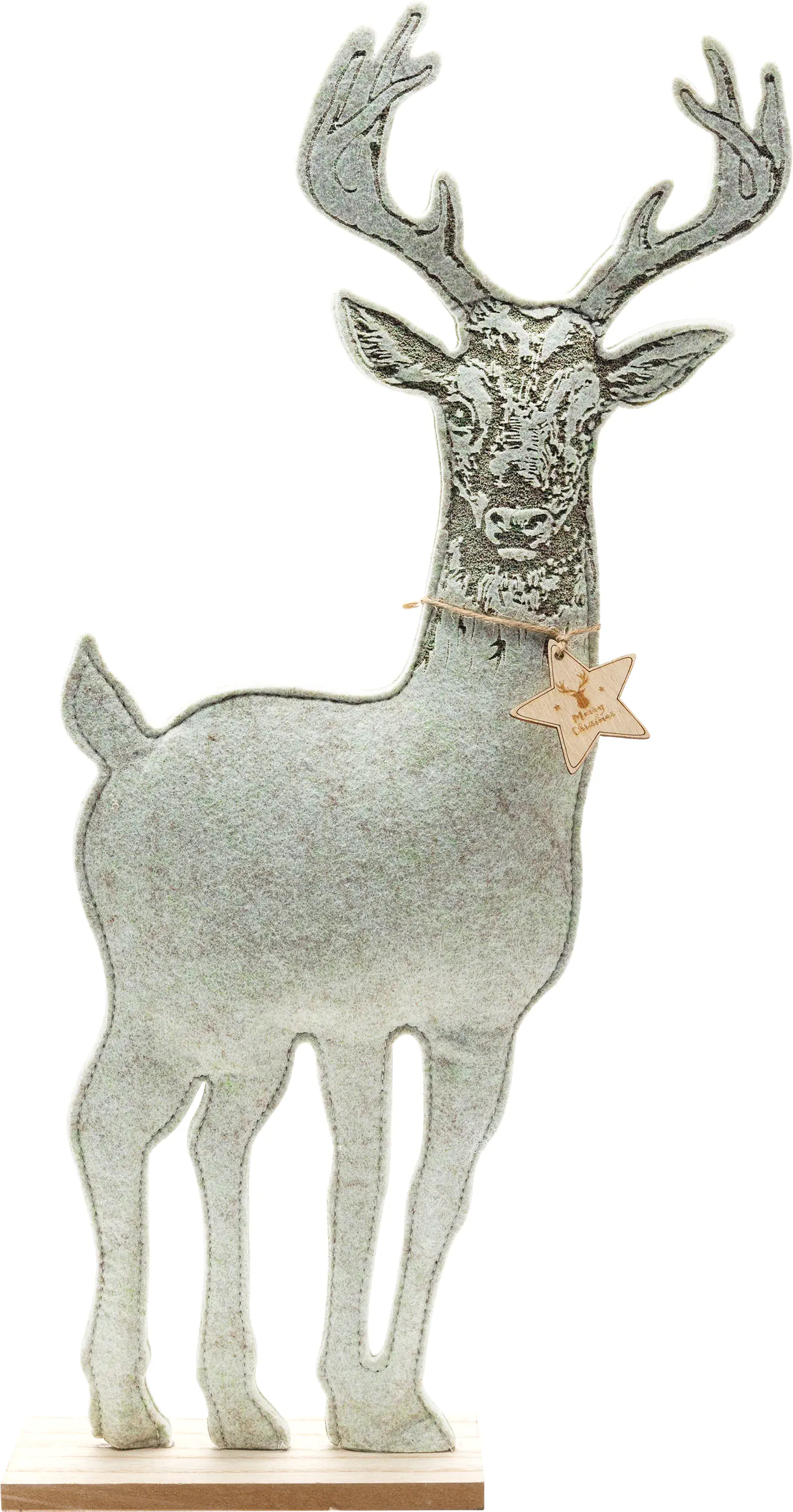 TrendLine Deko Holz Rentier 60 x 5 x 20 cm grau gold
