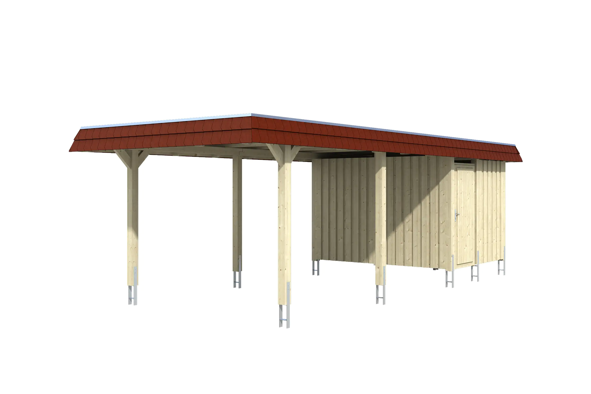 SKAN HOLZ Carport Wendland mit Abstellraum 362 x 870 cm mit Aluminiumdach