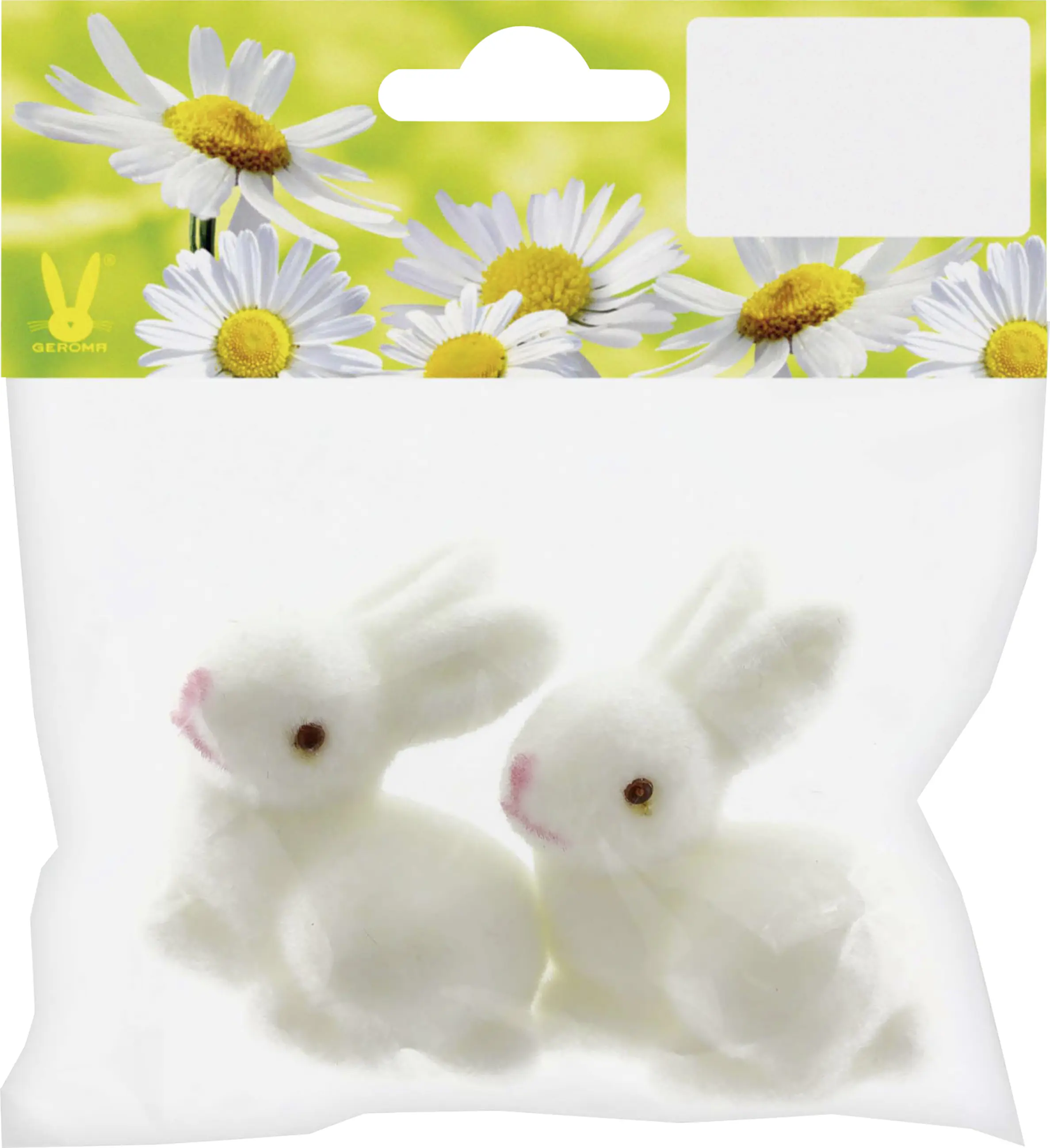 Dekofigur Hase beflockt 5 cm 2 Stück weiß