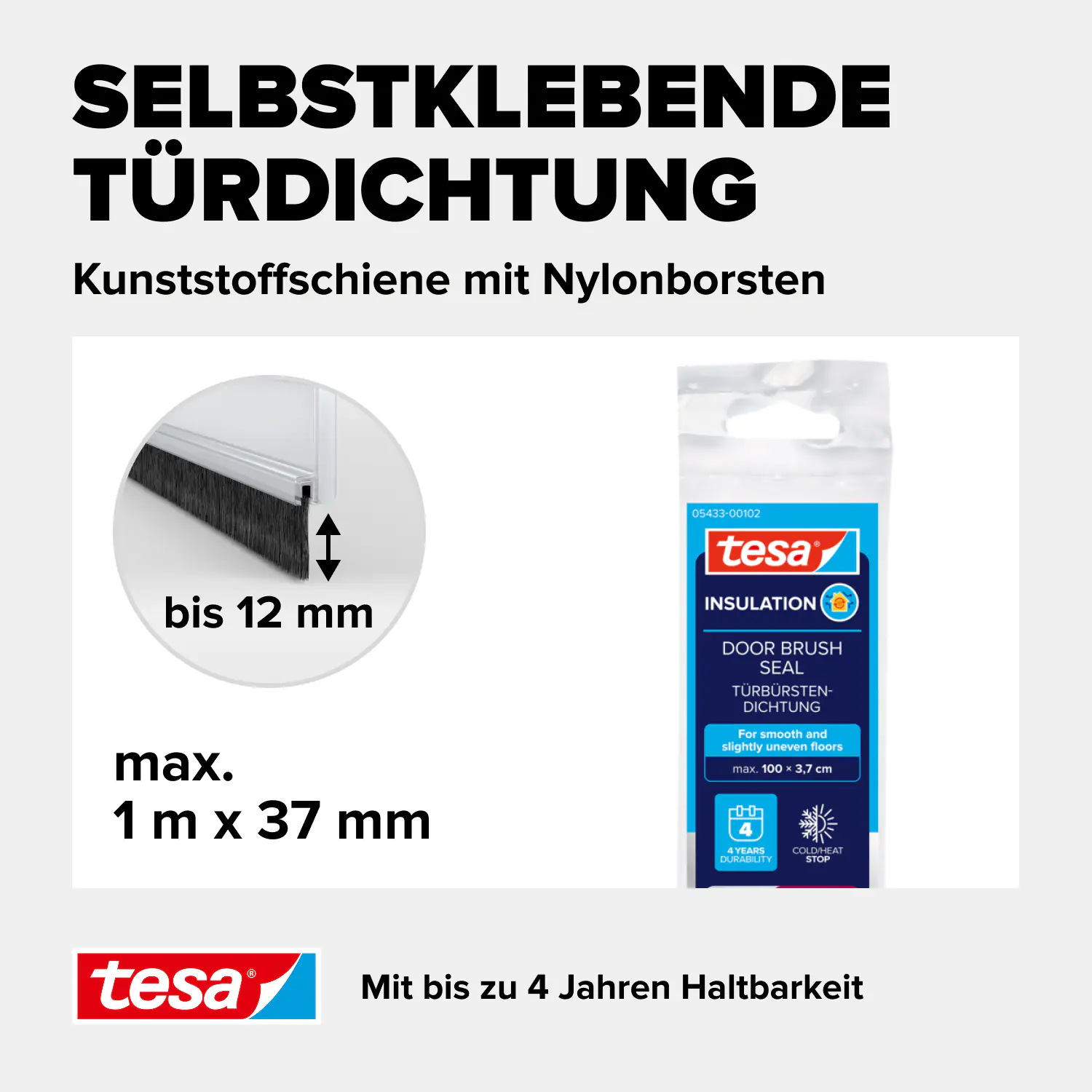 tesa Moll Türdichtschiene transparent, für Spalten bis 12 mm