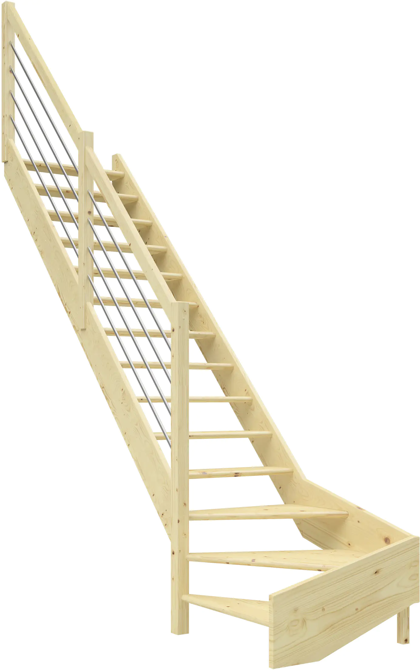 Dolle Raumspartreppen Paris 1/4-gew. Fichte unbehandelt inkl. Geländer