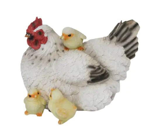 Dekofigur Henne weiß mit Küken  20 x 20,5 x 25,5 cm