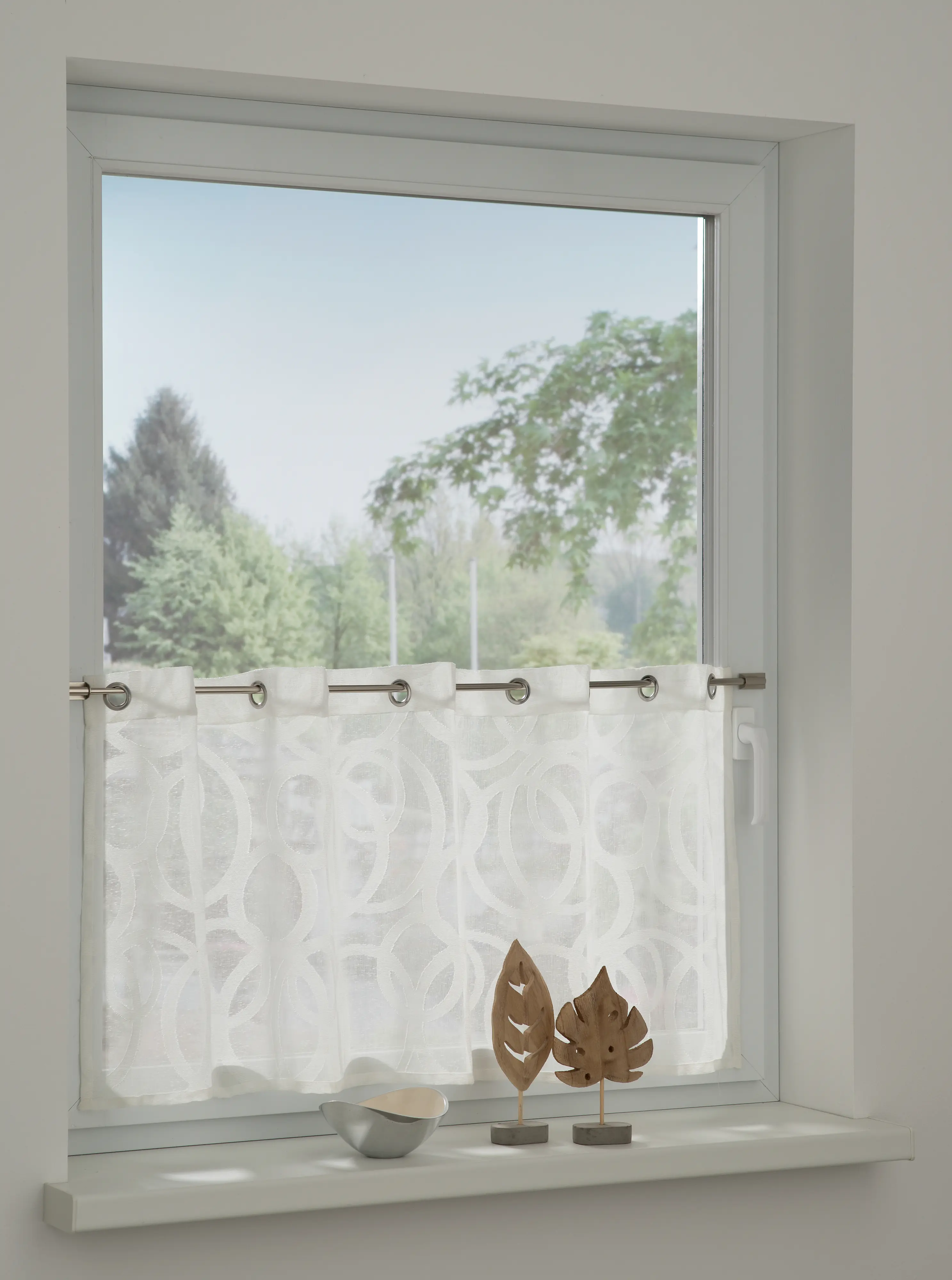 Gardinia Schlaufenpanneau Scherli Kreise weiß 135 x 50 cm