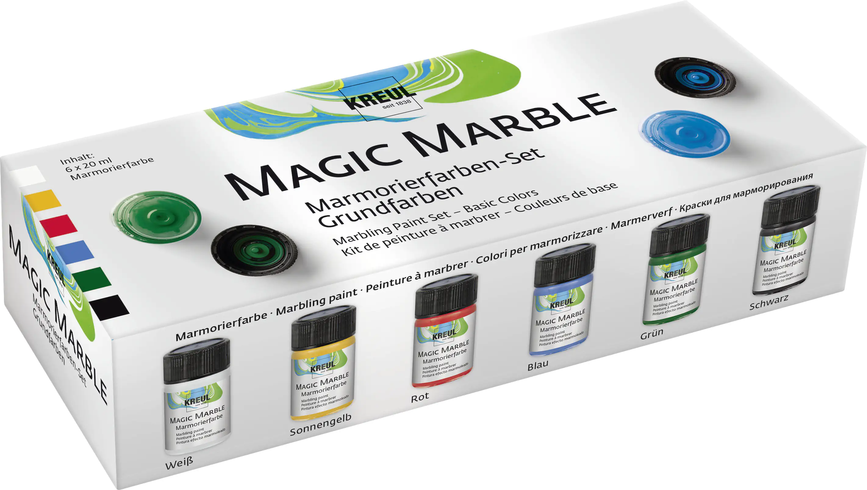 Kreul Magic Marble Marmorierfarben Grundfarben Set 6 x 20 ml