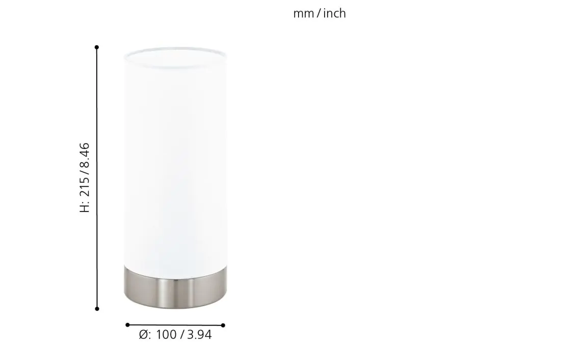 Eglo Tischleuchte Damasco 1 nickel-matt 21,5 x 10 cm E27, max. 60 W