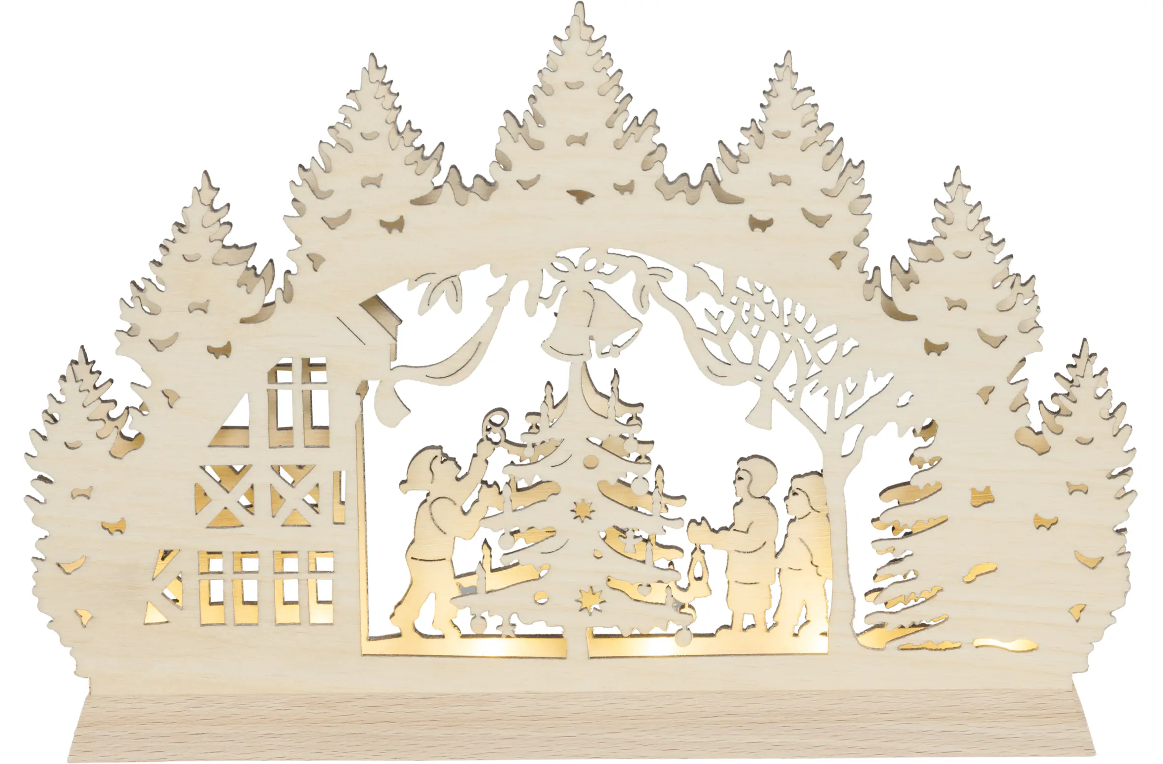 Saico LED-Schwibbogen Weihnachtsbaum mit Timer 22 x 14 cm warmweiß natur