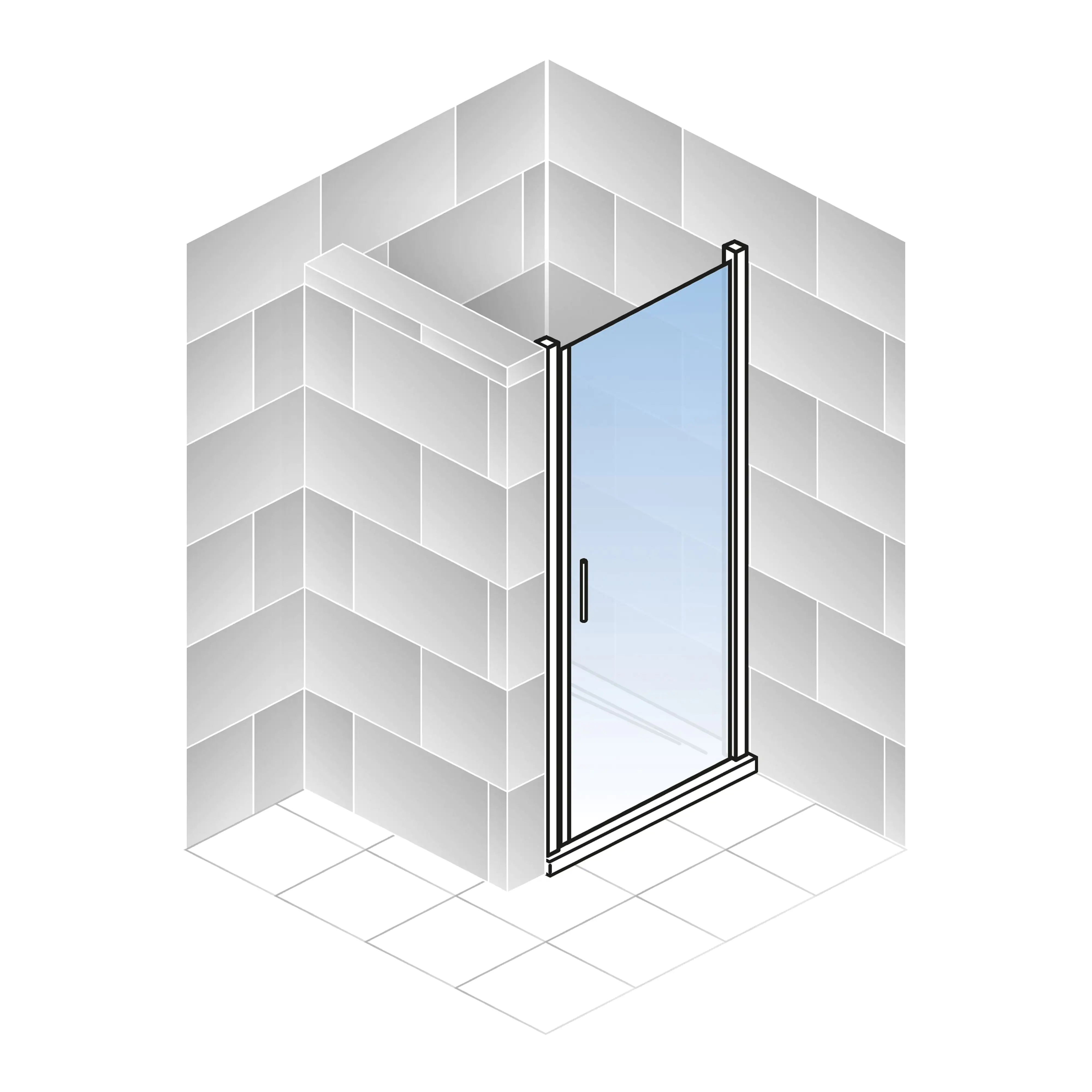 Schulte Drehtür in Nische Alexa Style 2.0 80 x 192 cm mattschwarz