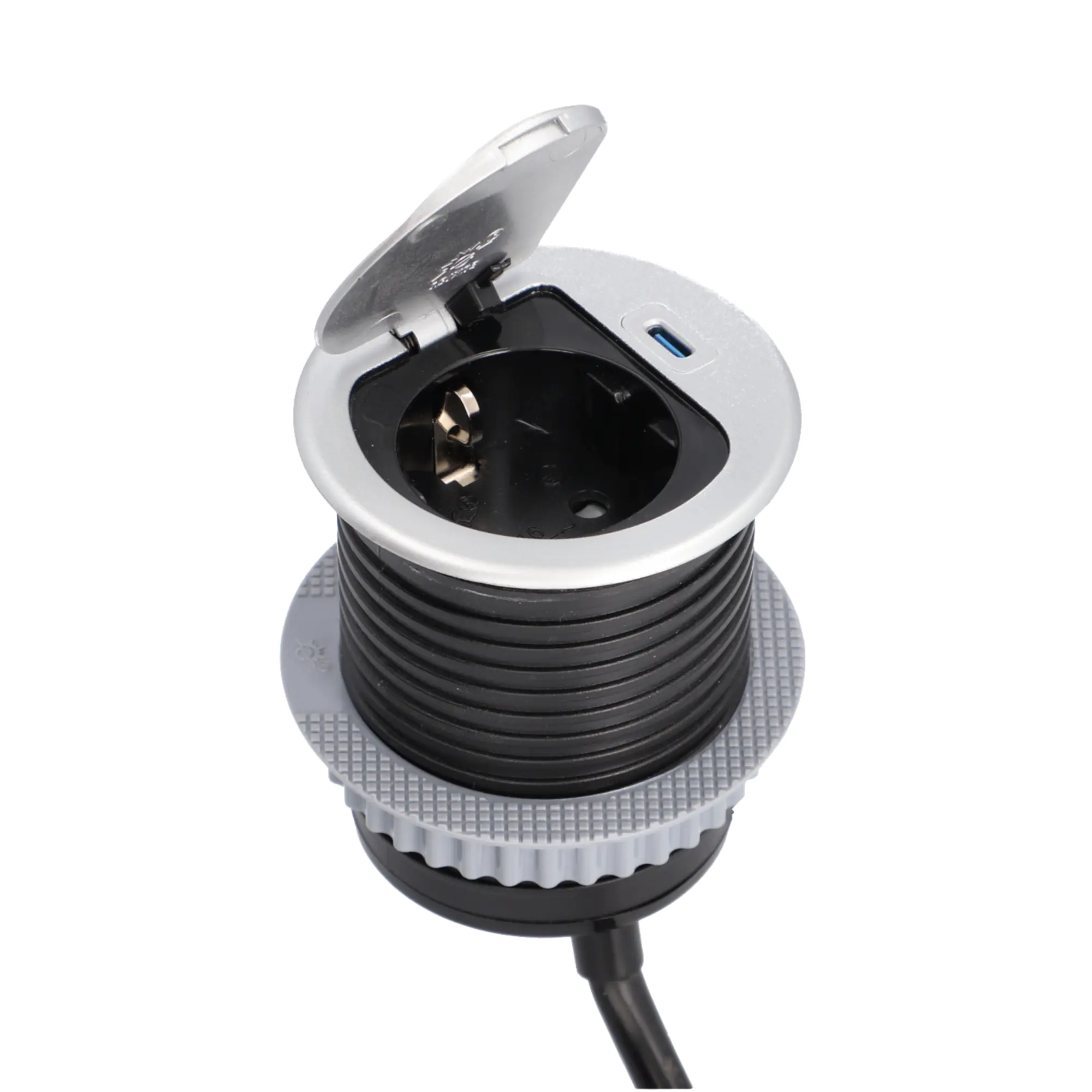 UniTEC Einbausteckdose Tischsteckdose mit USB C 1,5 m