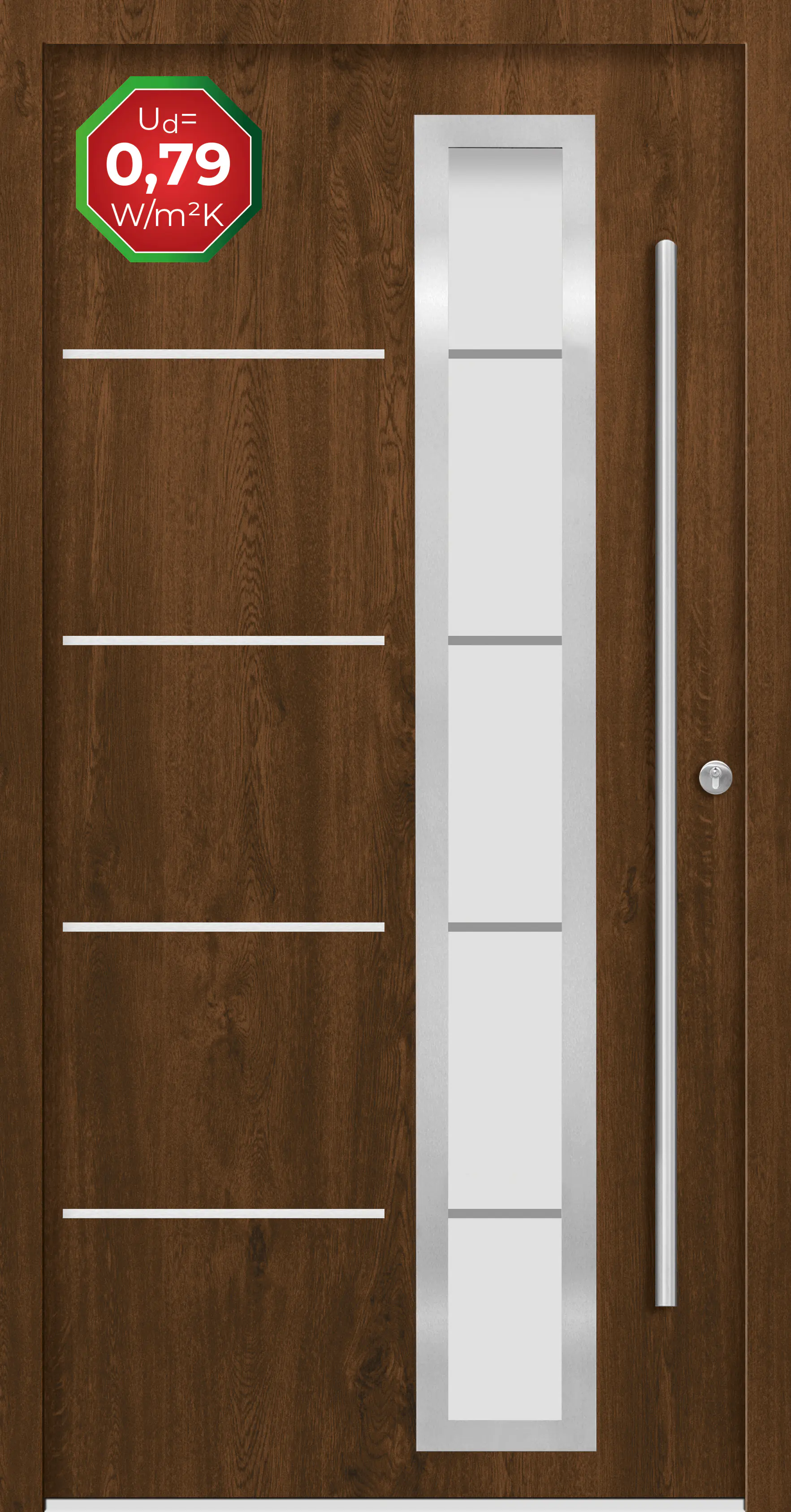 Splendoor Haustür Passivedoor Premium B06 Nussbaum DIN Rechts 110 x 210 cm