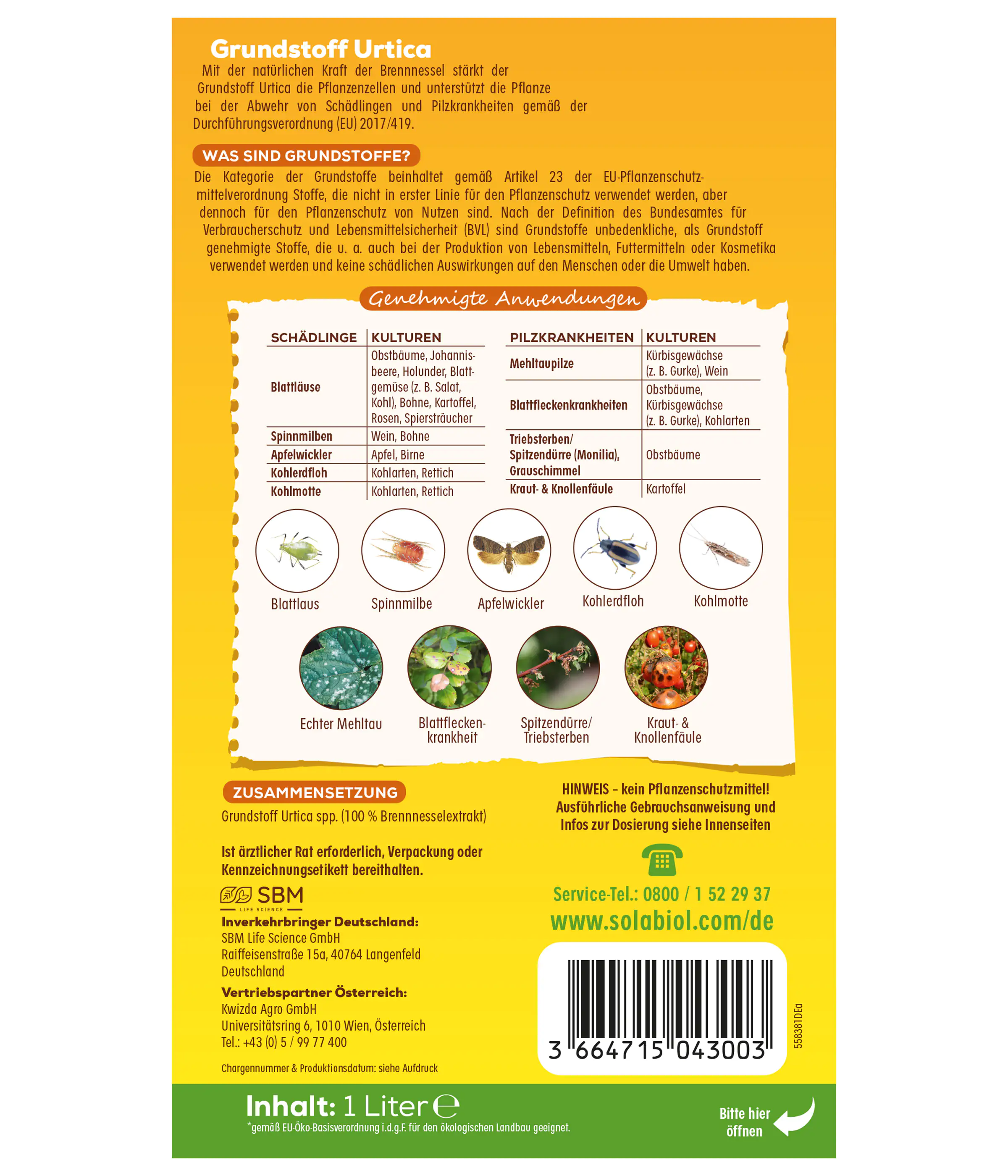 Solabiol Schädlings- & Pilzabwehr Grundstoff Urtica Konzentrat 1 l