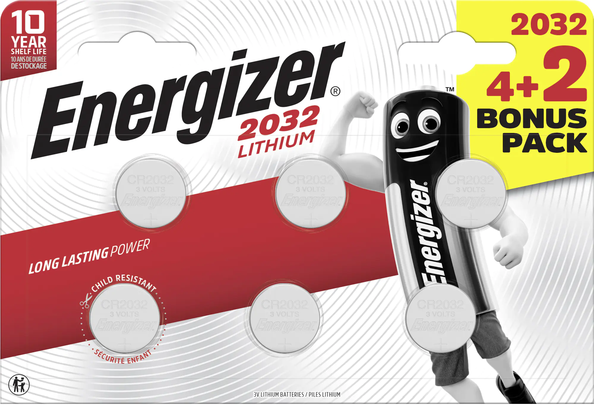 Energizer Knopfzelle CR2032 Lithium 3 V 4 + 2 Gratis Energizer Knopfzelle CR2032 Lithium 3 V 4 + 2 Gratis
