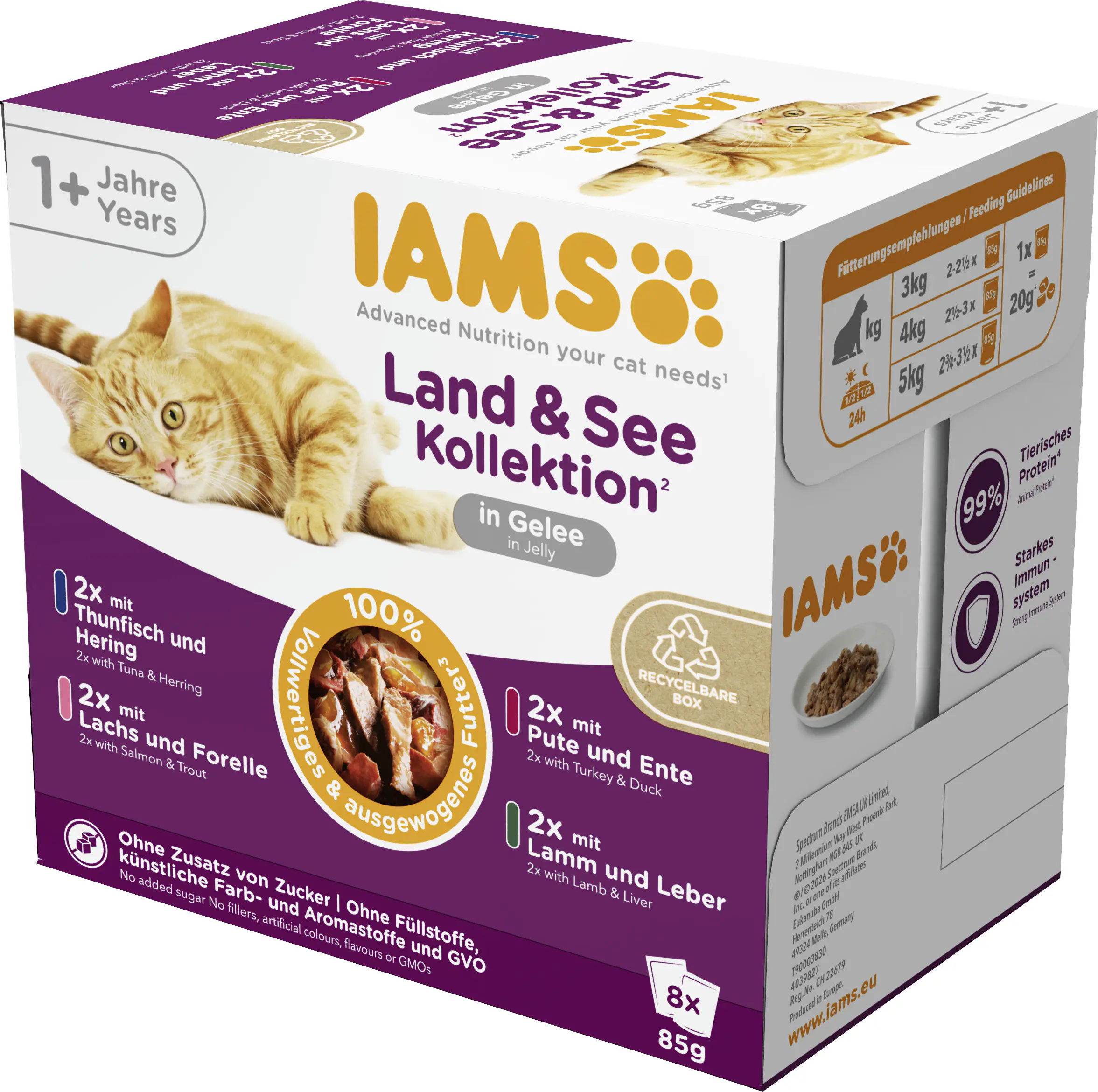 Iams Advanced Nutrition Katzennassfutter Adult 8 x 85 g Land & See Kollektion in Gelee
