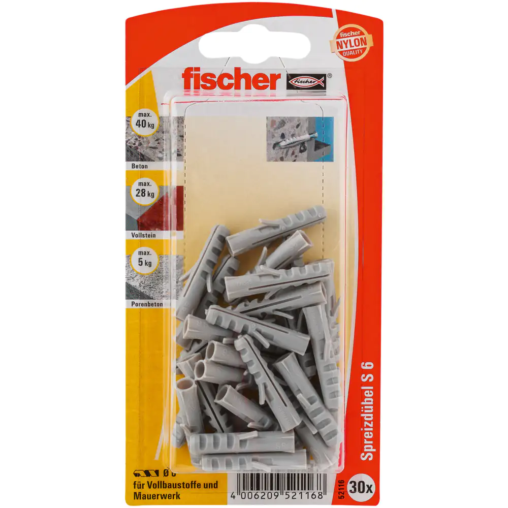 Fischer Dübel S 6.0 x 30 mm - 30 Stück