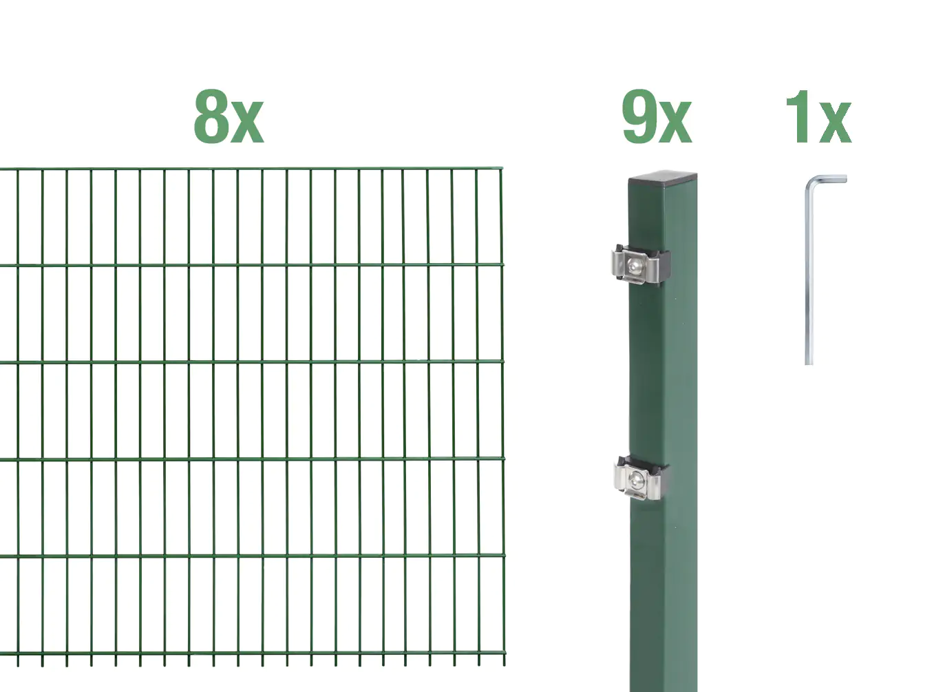 Alberts Doppelstabmatten-Grundset 16 m 200 x 120 cm 6/5/6 grün Alberts Doppelstabmatten-Grundset 16 m 200 x 120 cm 6/5/6 grün