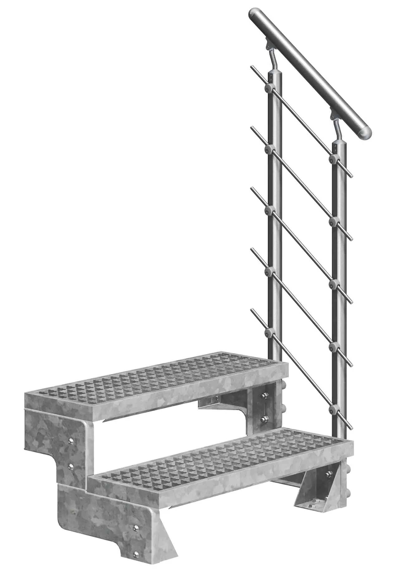 4002605465822 Dolle Außentreppe Gardentop mit Edelstahl-Geländer Breite 100 cm Gitterrost