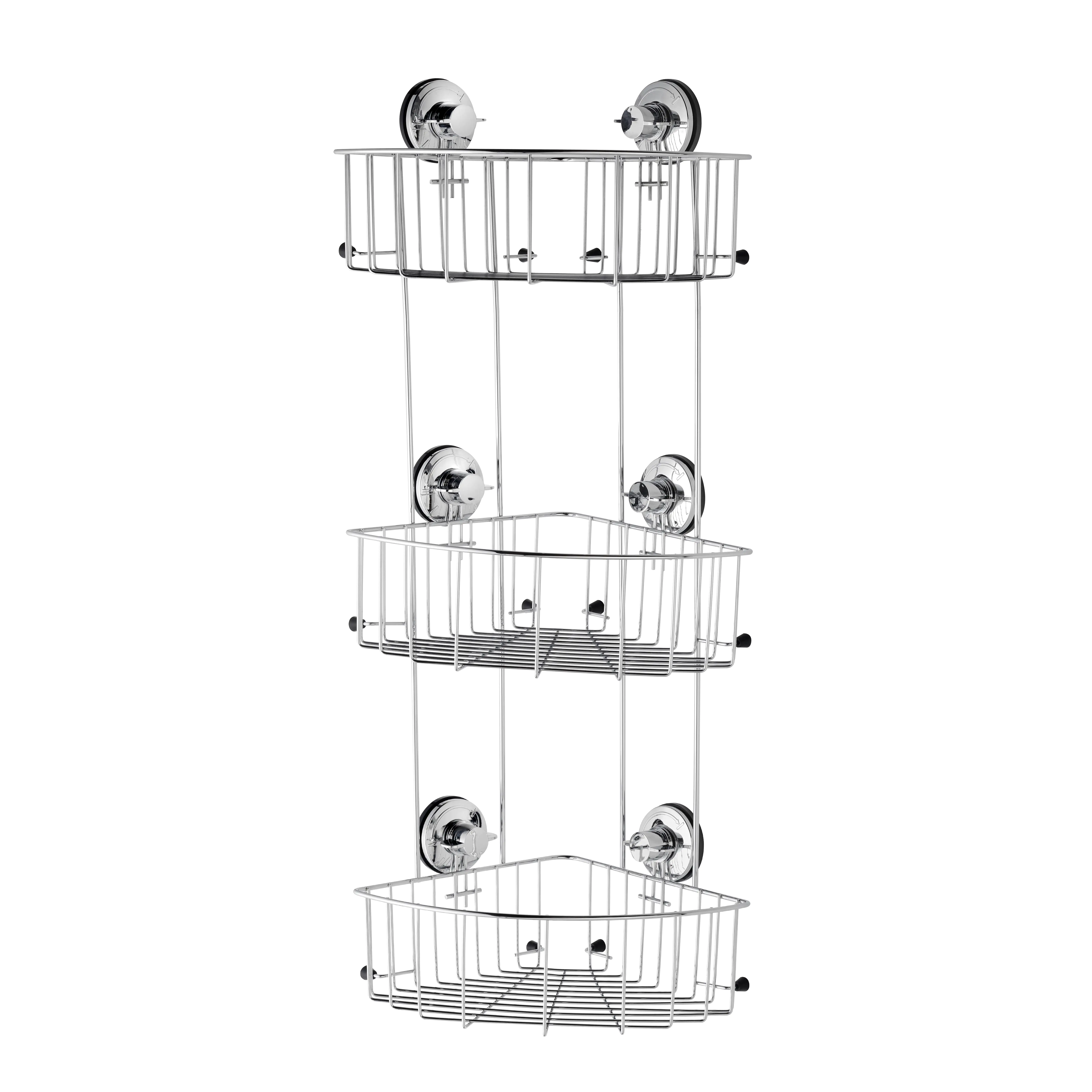Primaster Eck-Duschkorb Octopus Edelstahl 3 Ablagen chrom ohne Bohren