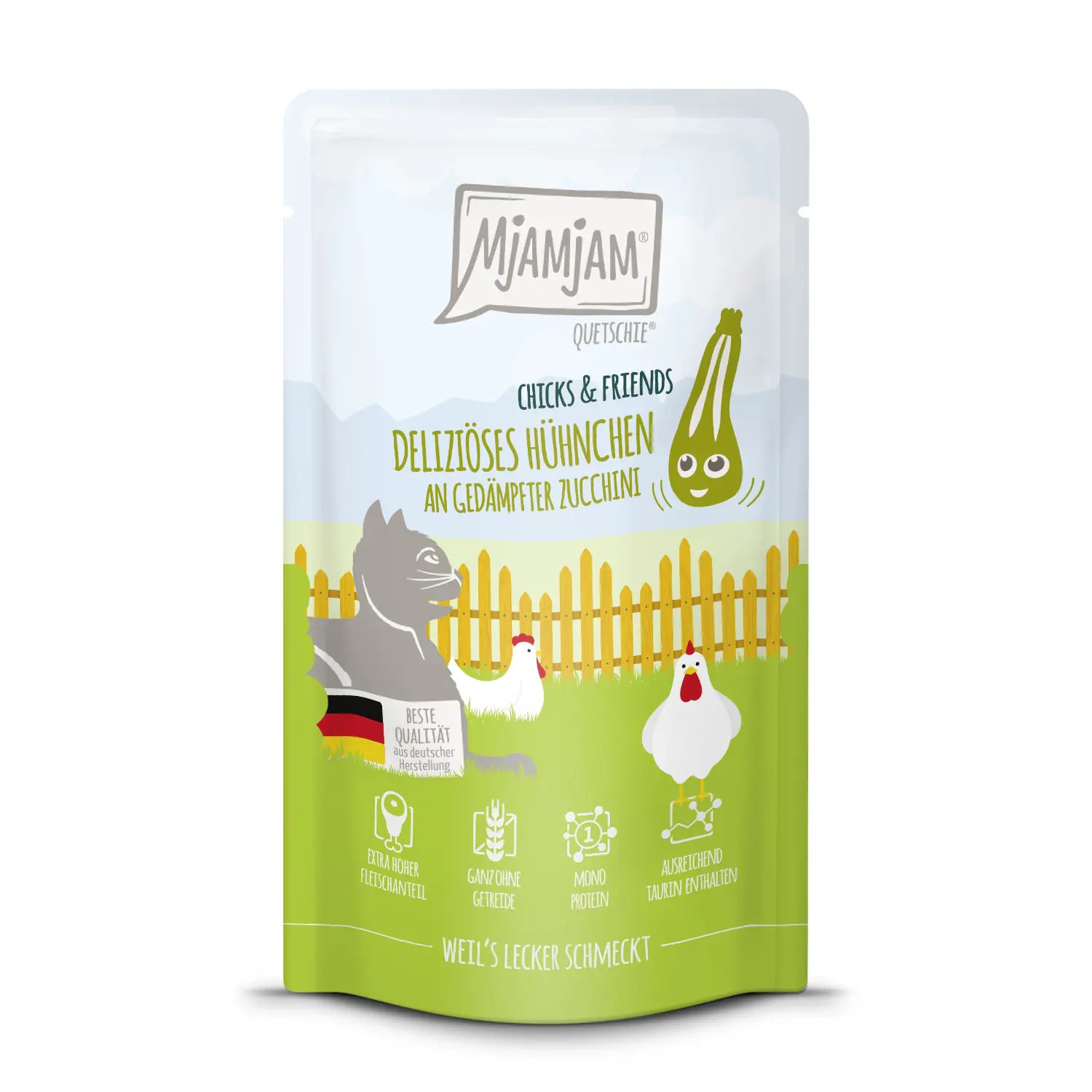 MjAMjAM Katzennassfutter Adult getreidefrei 125 g Huhn & Zucchini