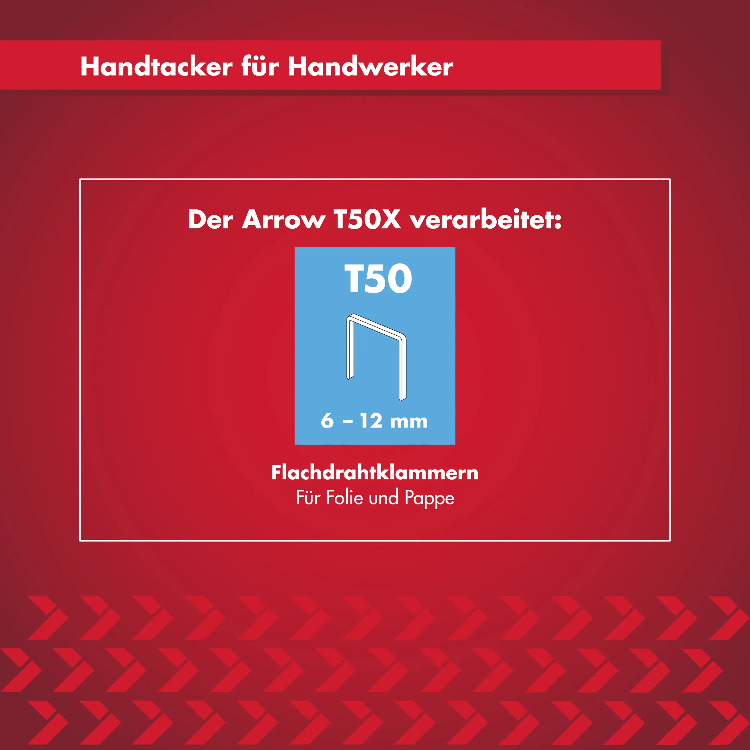 Arrow Handtacker T50X für Flachdrahtklammern