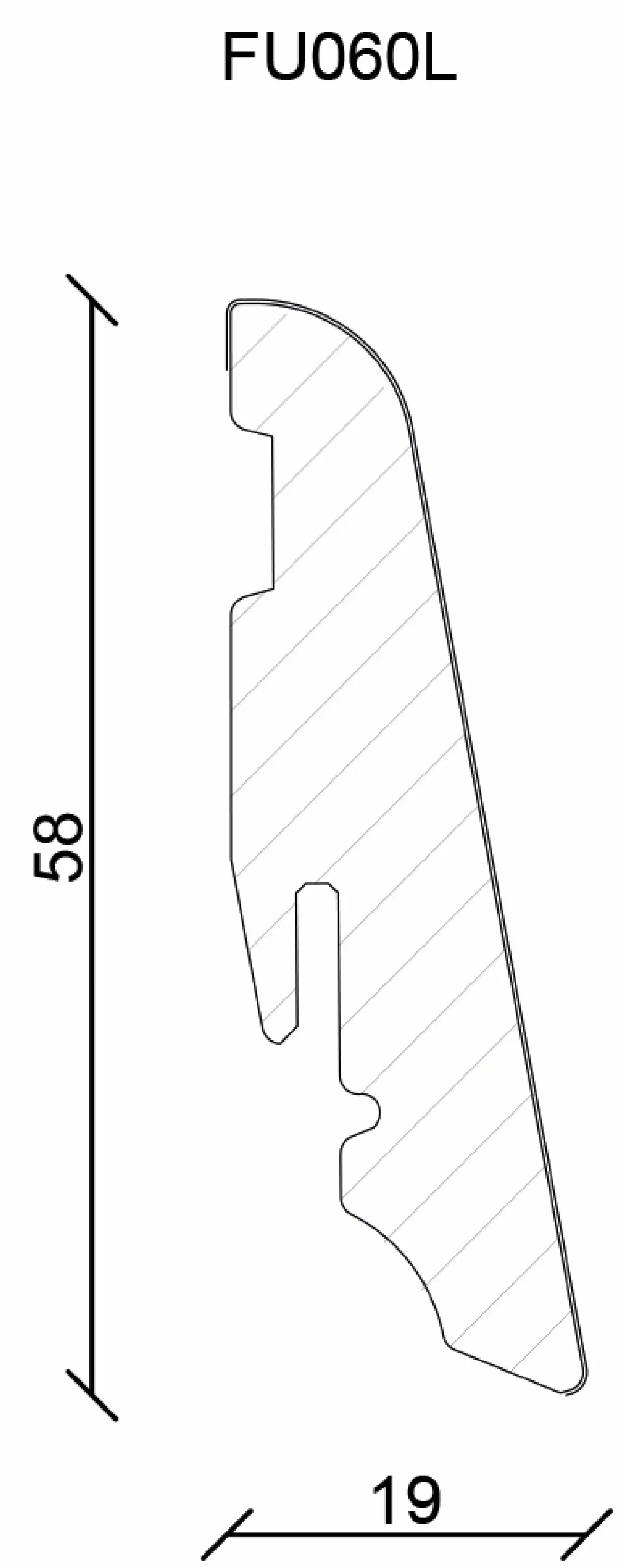 Neuhofer Fußleiste 240 cm 58 x 19 mm Seekiefer grau