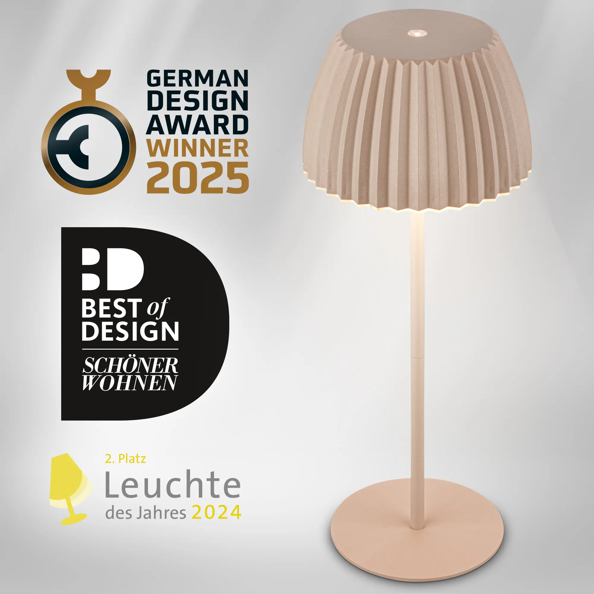 Briloner LED-Tischleuchte Riffle mit Akku beige dimmbar