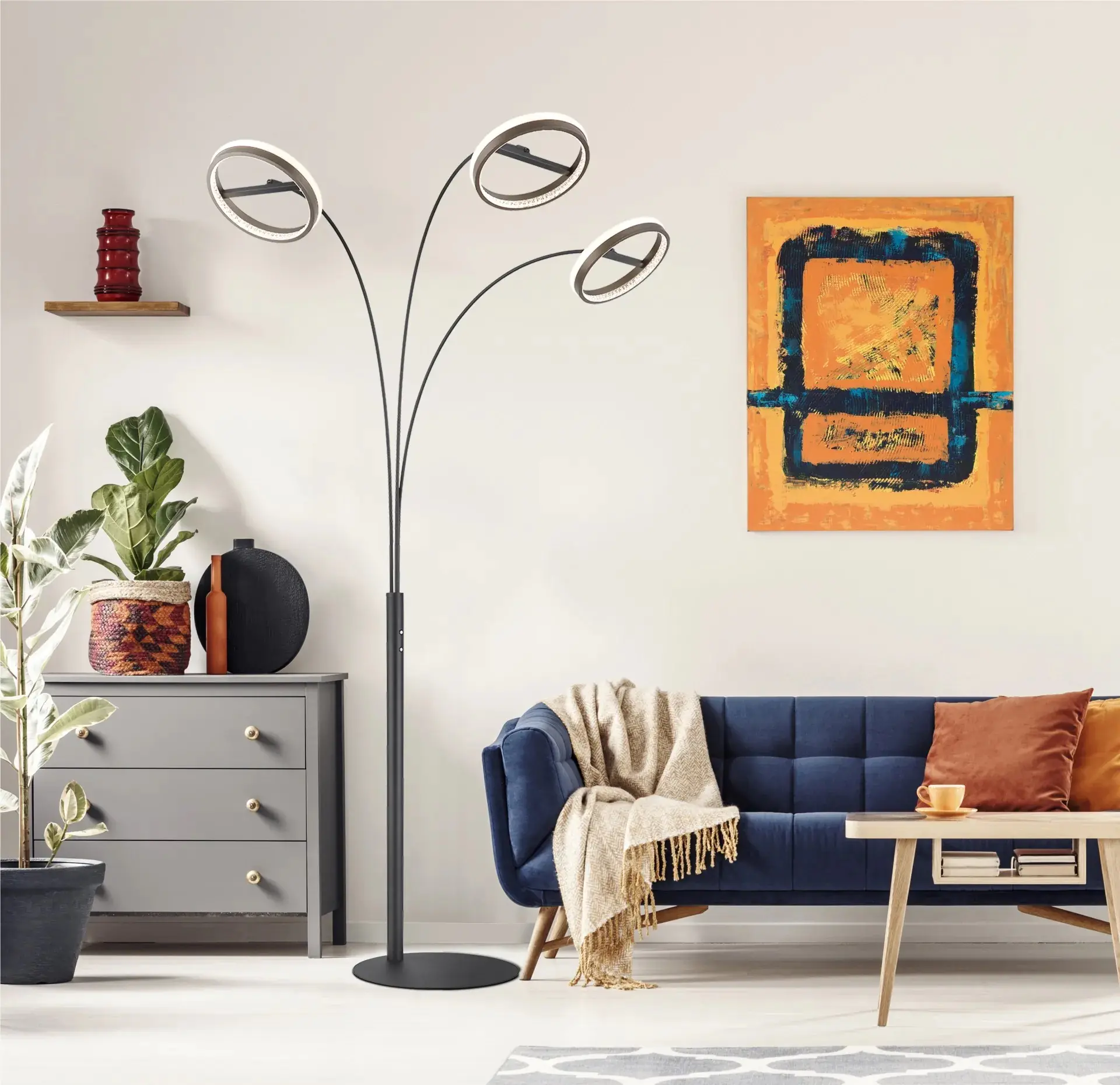 Globo LED-Stehleuchte DELLA 3 Ringe