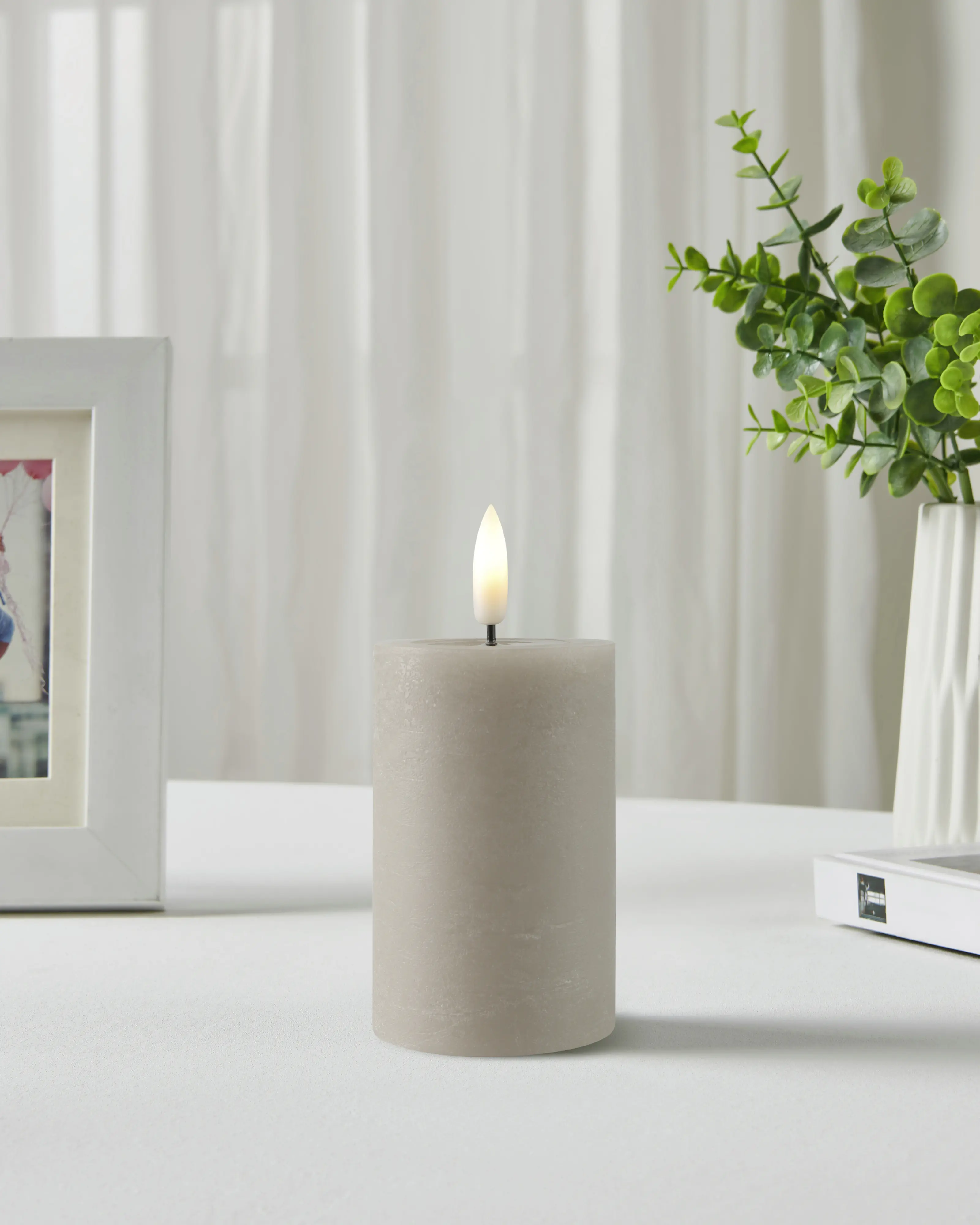 Eglo LED Kerze Leskino warmweiß 8,5 x Ø 5,5 cm taupe