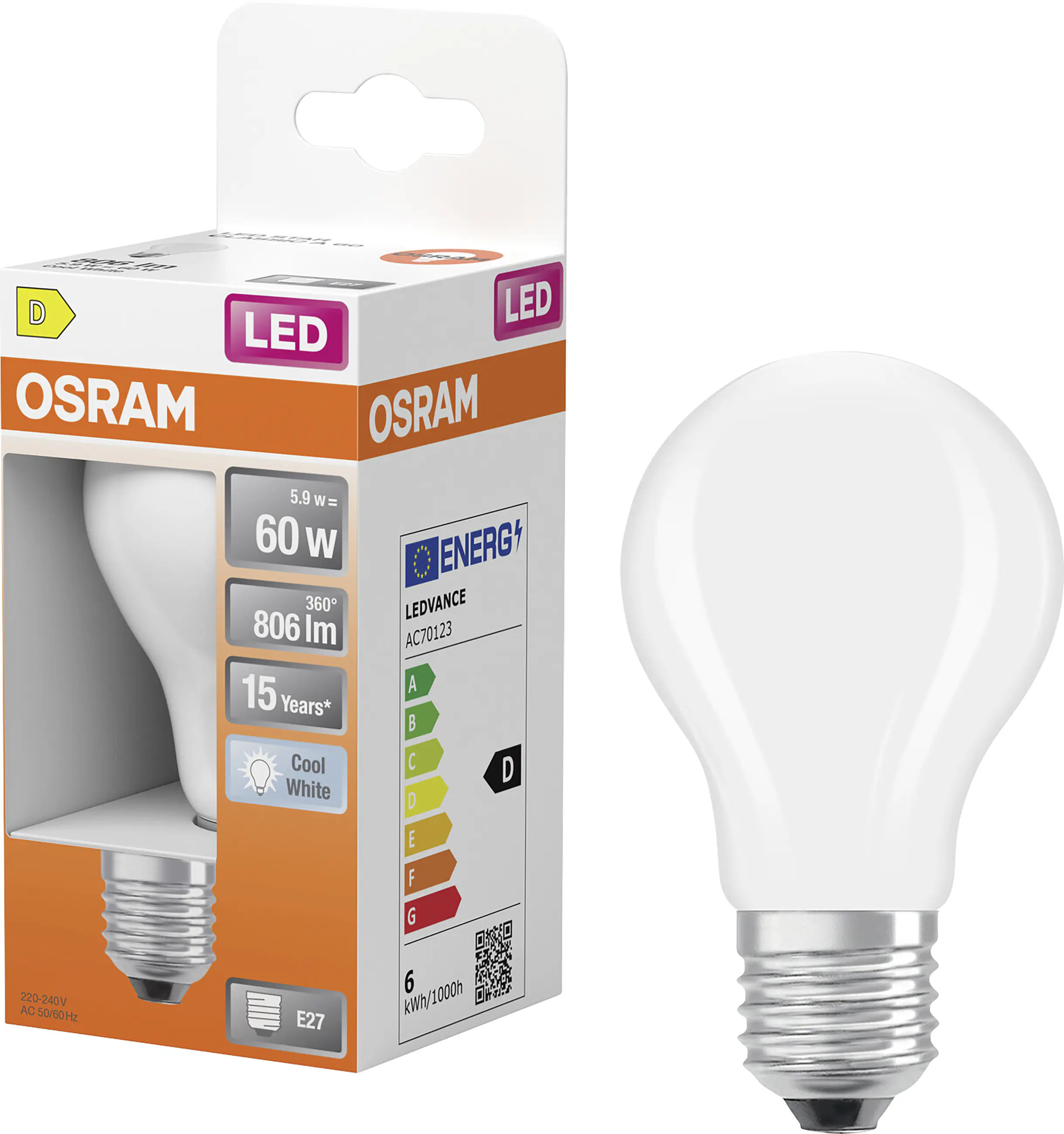 Osram LED Leuchtmittel E27 Star Classic 5,9W matt kaltweiß Osram LED Leuchtmittel E27 Star Classic 5,9W matt kaltweiß
