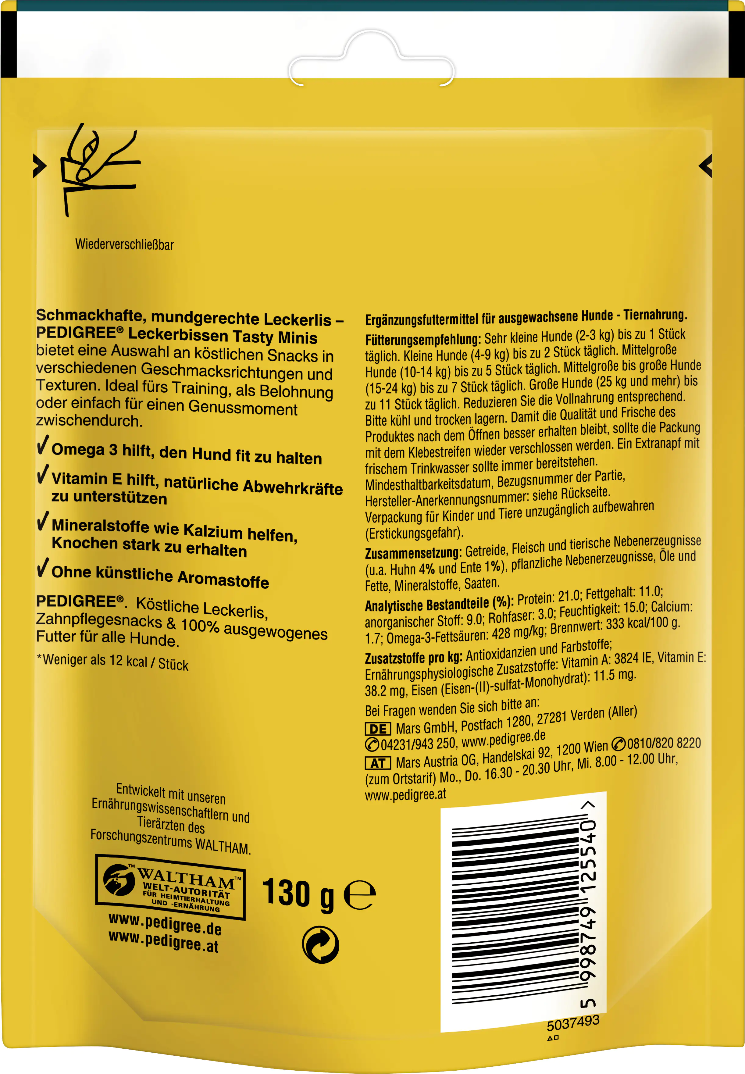 Pedigree Leckerbissen mit Huhn & Entengeschmack Hundesnack 130 g