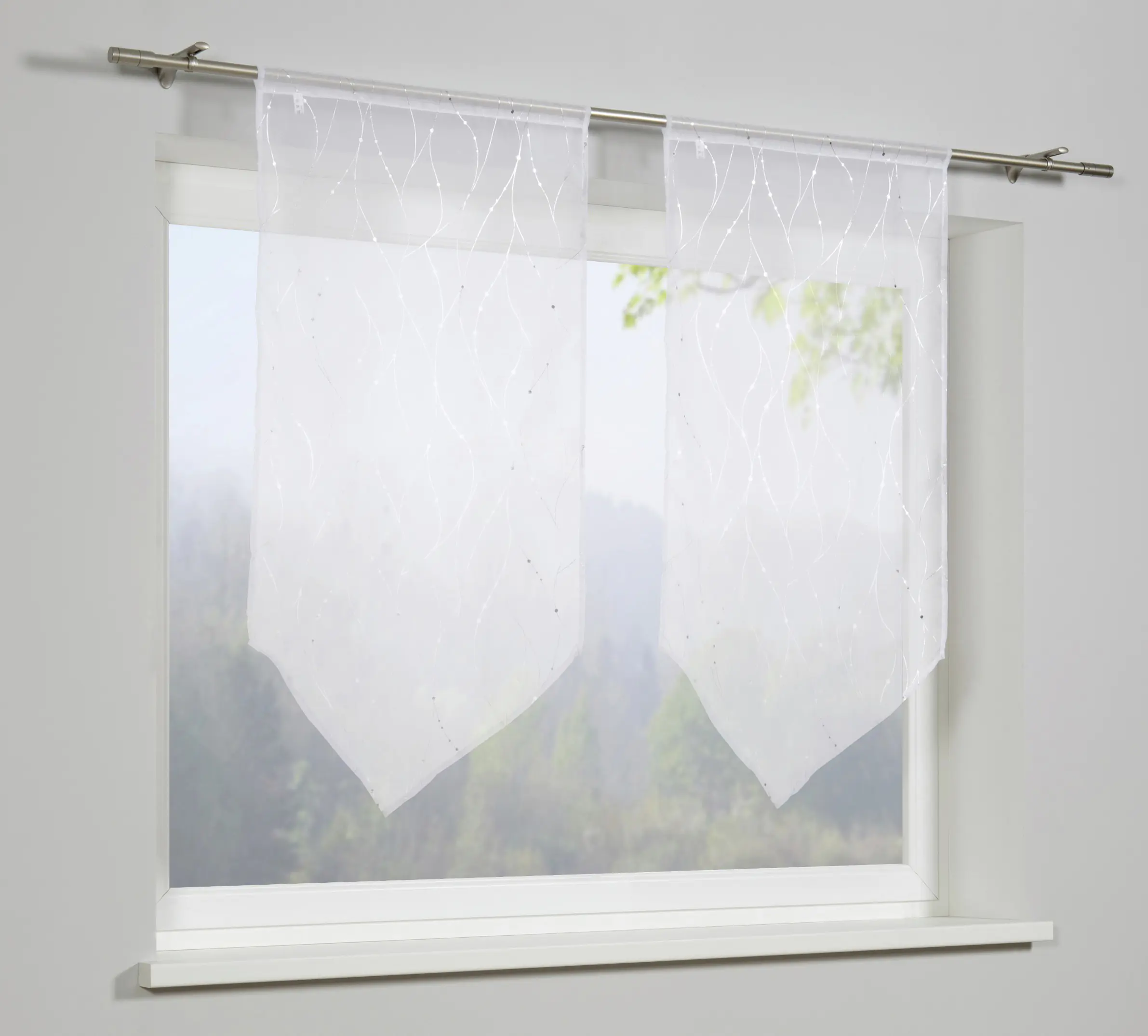 Gardinia Fensterdekoration Spitzpanneuax Voile weiß 60 x 120 cm