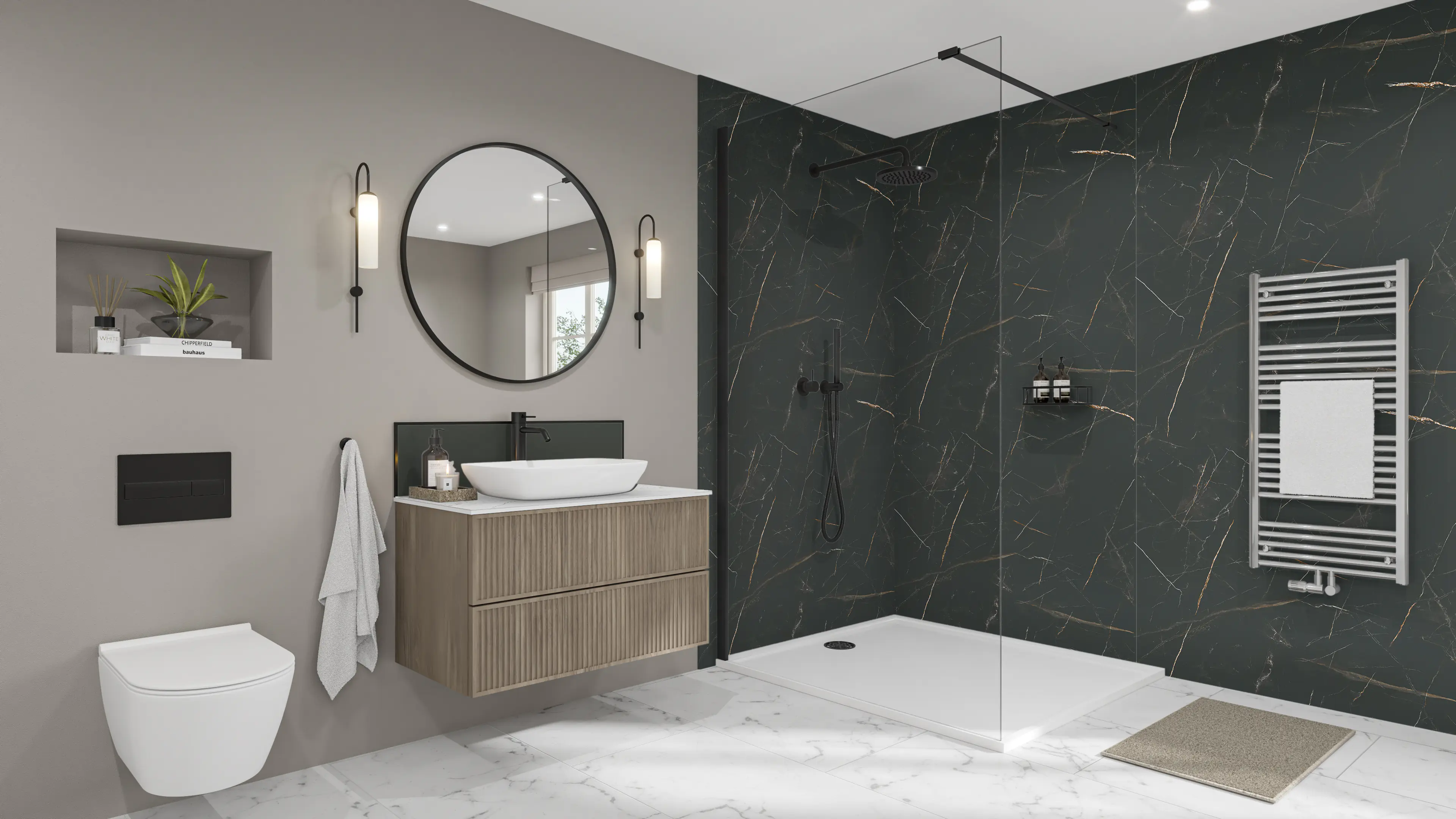 Wetwall Elite Wandpaneel  Marbre Celeste 60 x 242 cm mit Nut & Feder