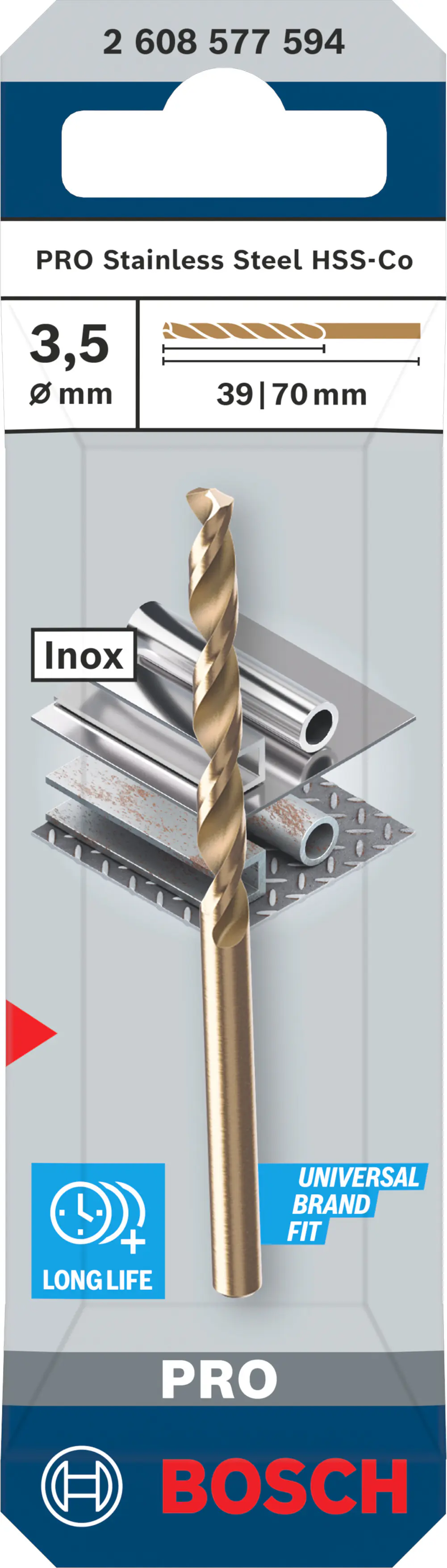 Bosch PRO Metallspiralbohrer Stainless Steel HSS-Co Ø 3,5 mm