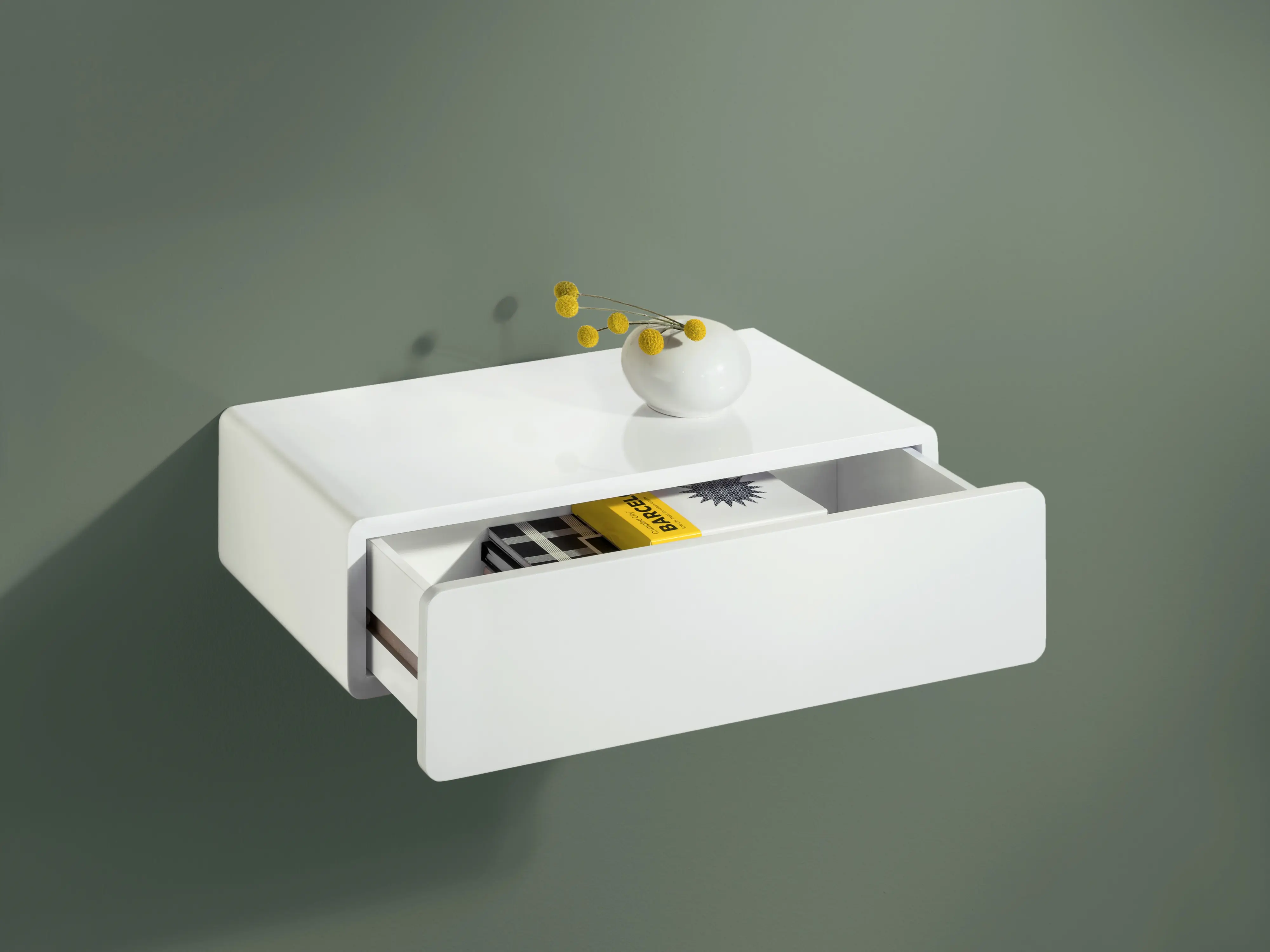 Dolle Wandregal mit Schublade Cassy 51 x 26 cm weiß hochglanz