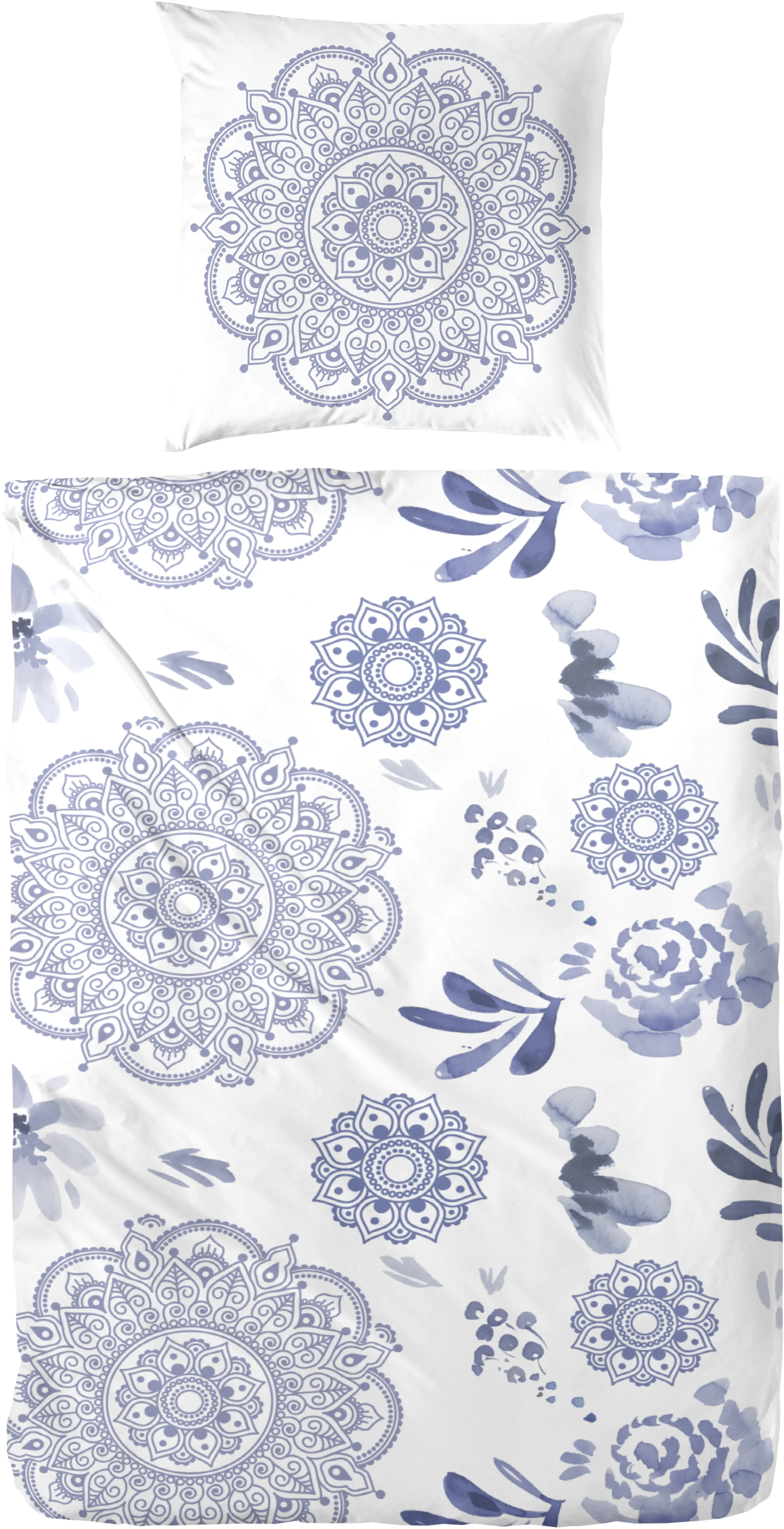 Vario Bettwäsche Renforce Mandala blau, 135 x 200 cm