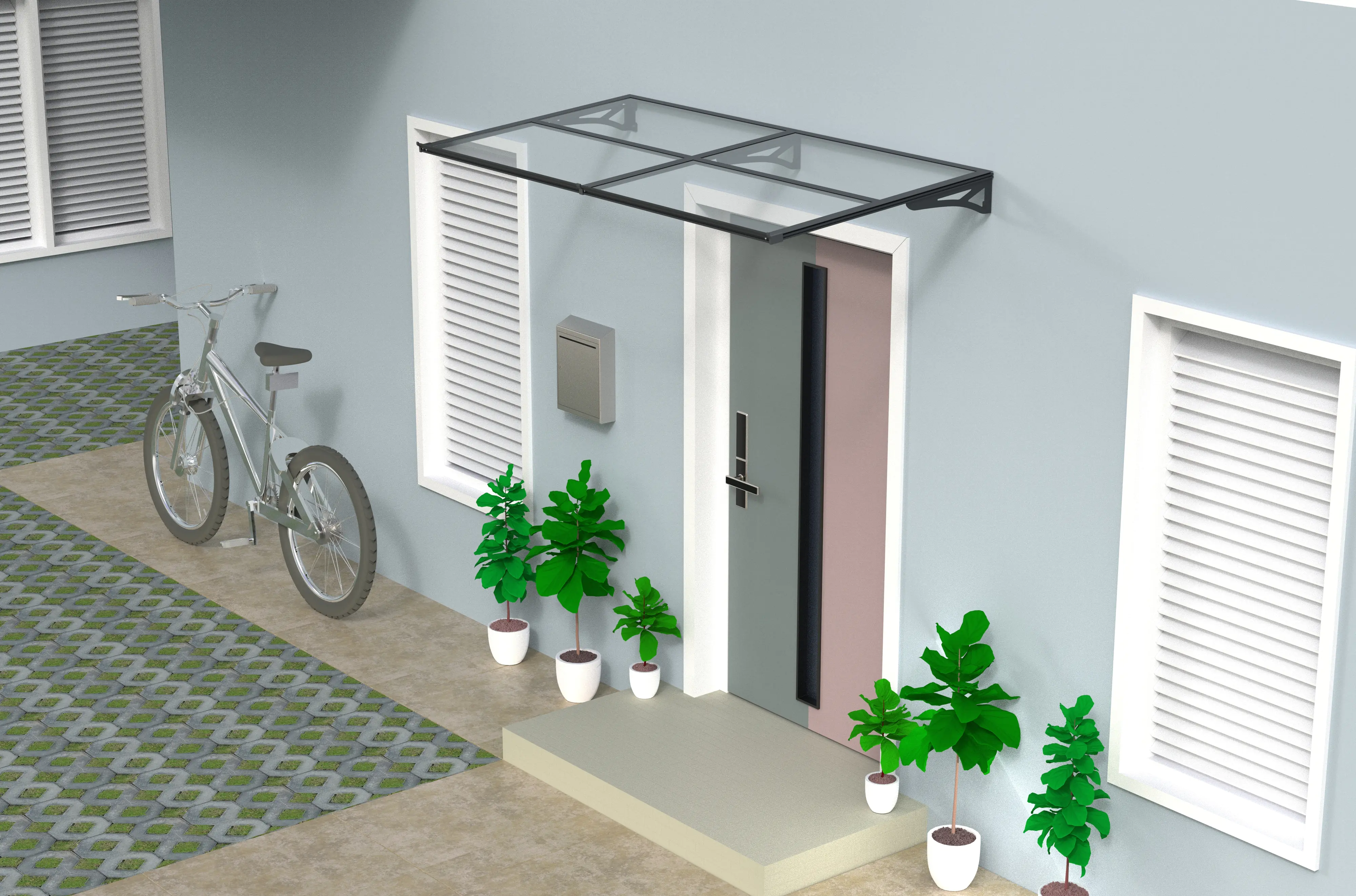 TrendLine Vordach Bordeaus Aluminium schwarz 200 x 90 cm