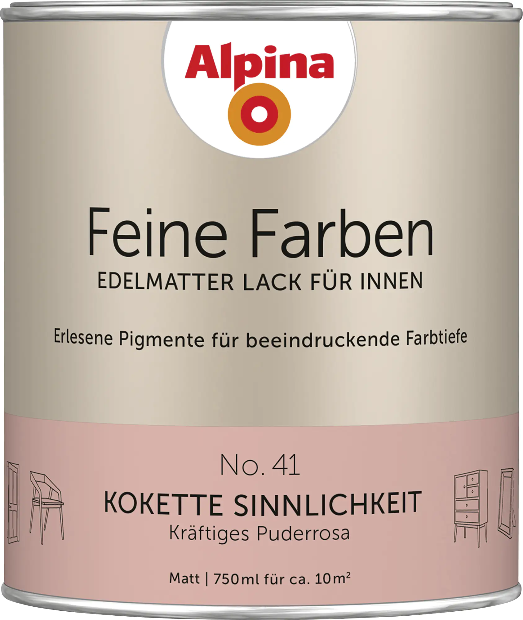 Alpina Feine Farben Lack No. 41 Kokette Sinnlichkeit  puderrosa edelmatt 750 ml