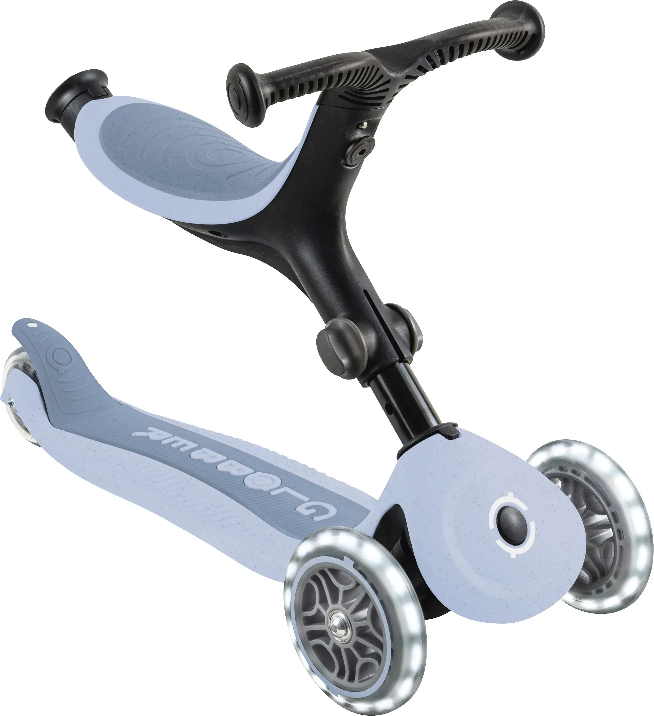 Globber 3-in-1 Fahrzeug Go-Up Active Lights Eco blaubeere mit Leuchtrollen