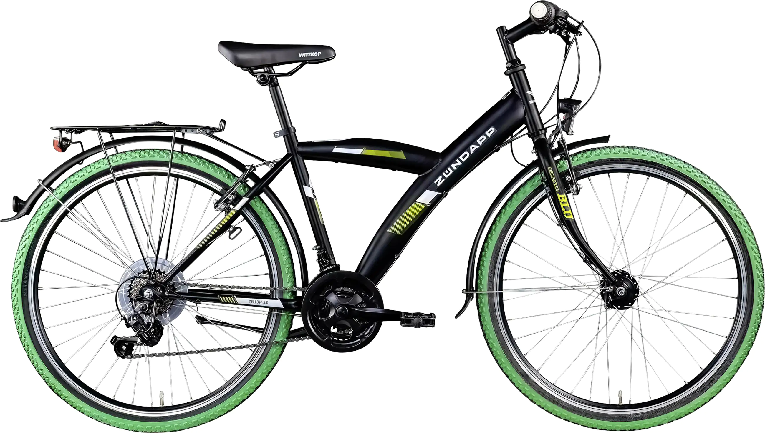 Zündapp Mountainbike Yellow 3.0 24 Zoll Hardtail MTB 21-Gang schwarz-grün