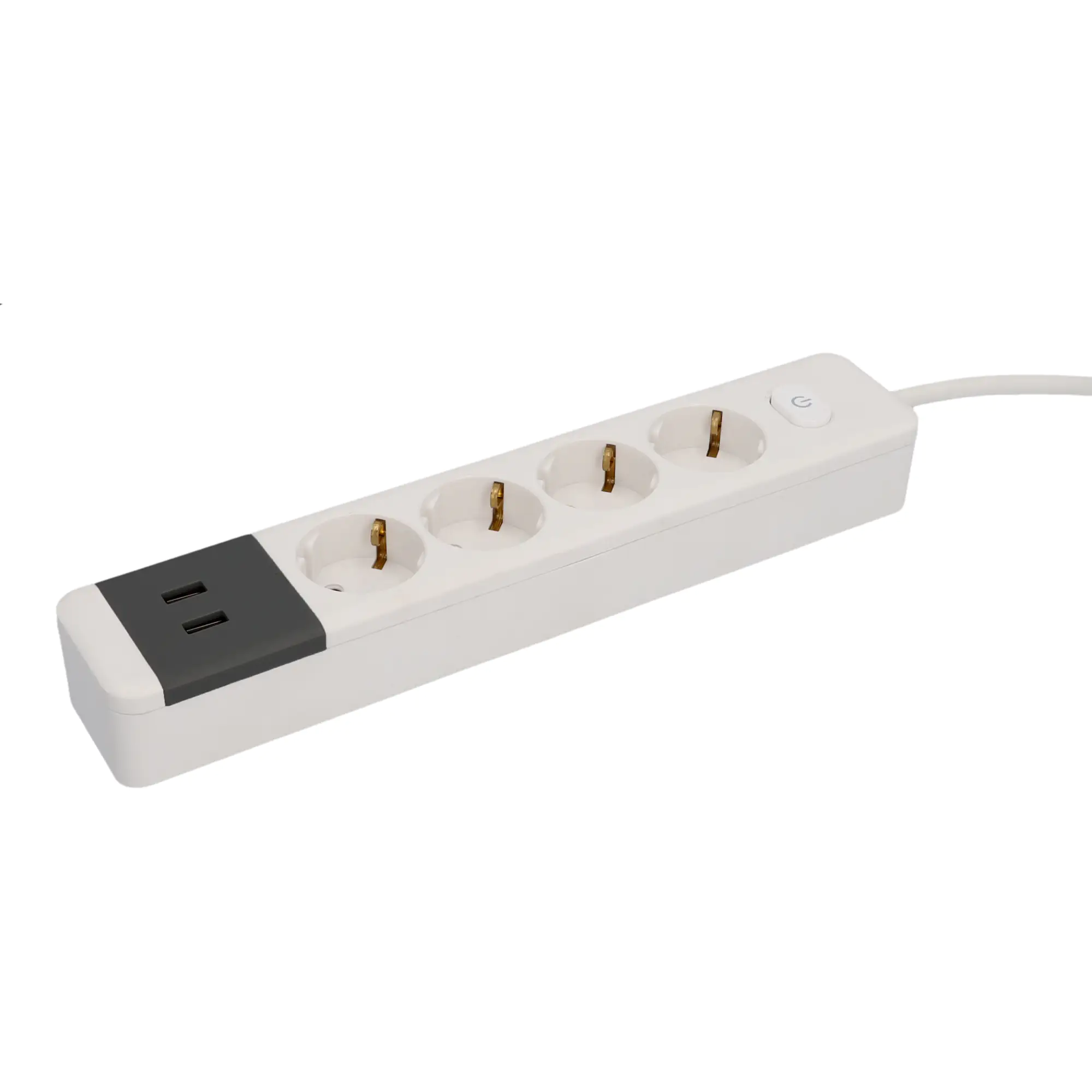 Unitec Tischsteckdose 4-fach, 2x USB 1,4 m mit Schalter, weiß/anthrazit
