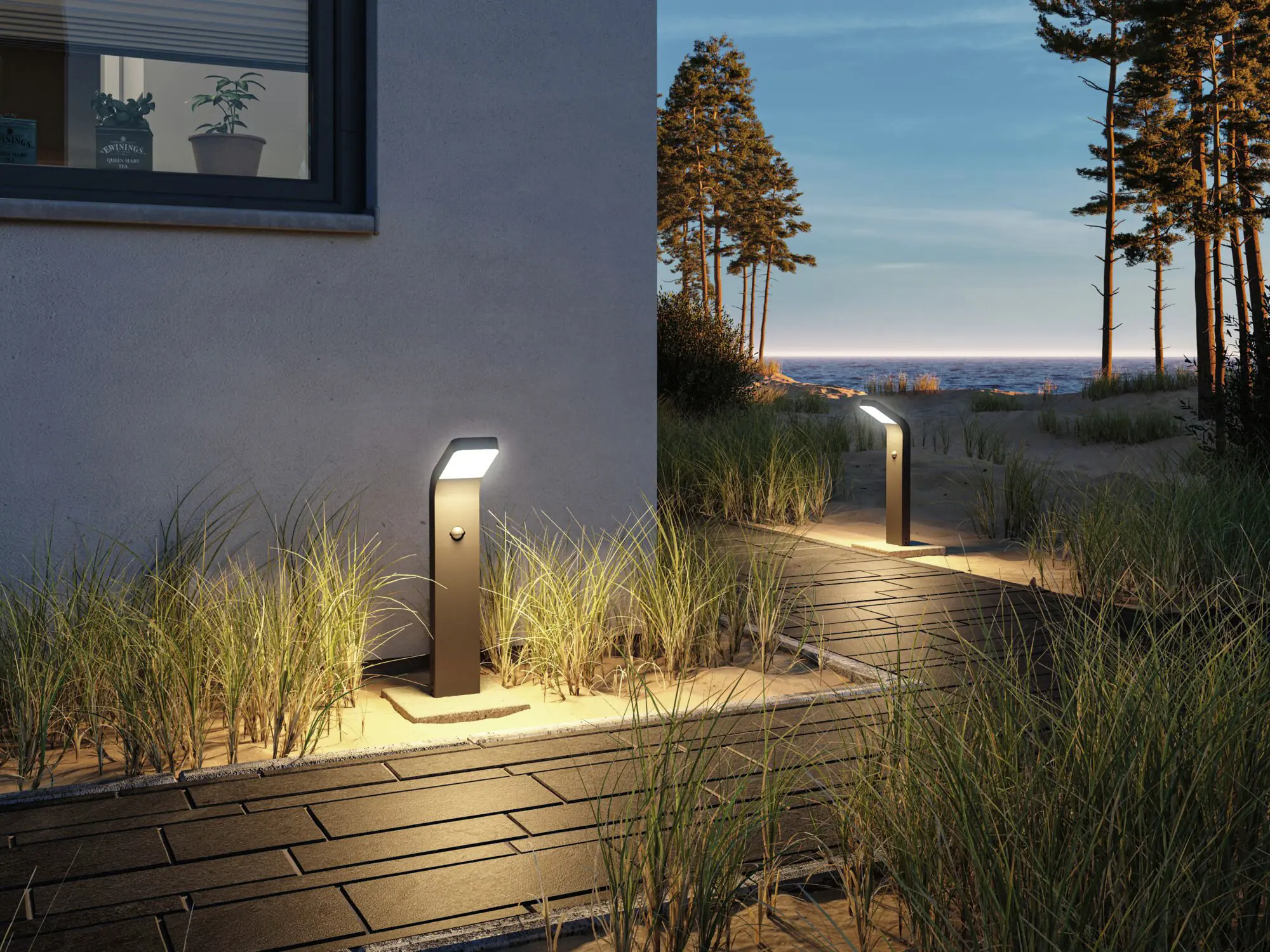 Paulmann LED Pollerleuchte Kulma anthrazit 50 x 9 cm warmweiß mit Bewegungsmelder