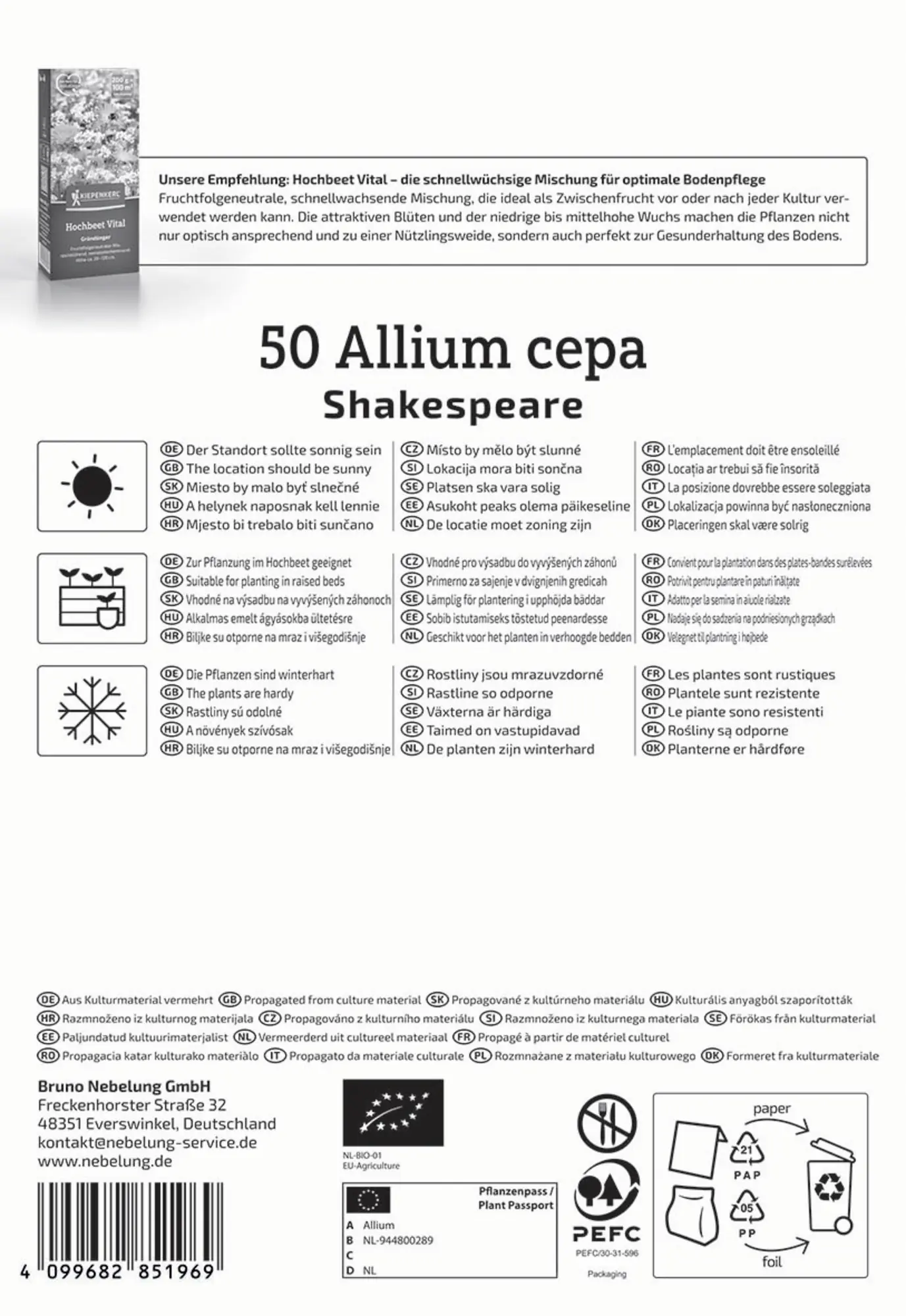 Kiepenkerl Pflanzgut Bio Wintersteckzwiebel Shakespeare 50 Stück