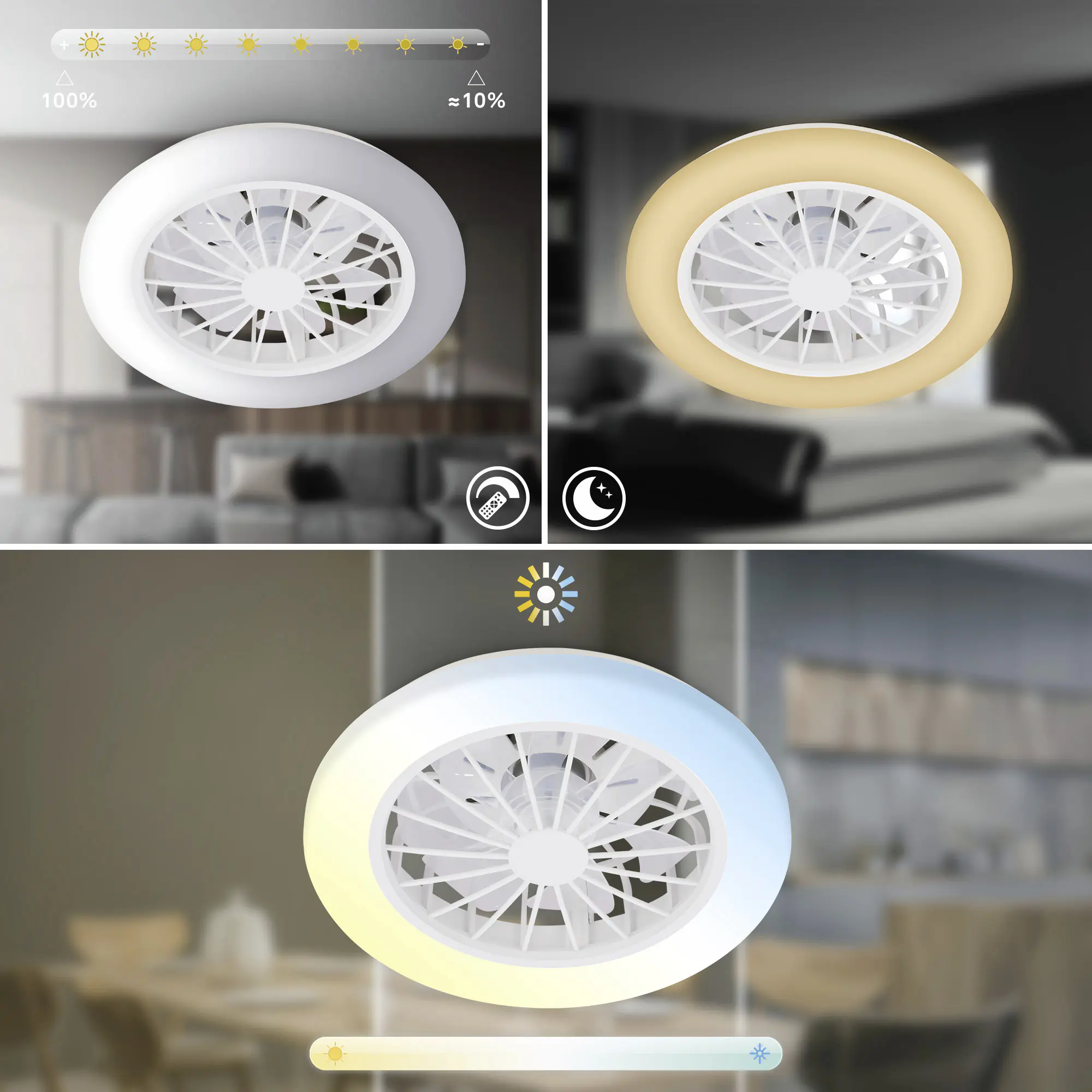 Briloner LED Deckenleuchte mit Ventilator Pafo Ø 38 cm 24 W weiß matt CCT dimmbar