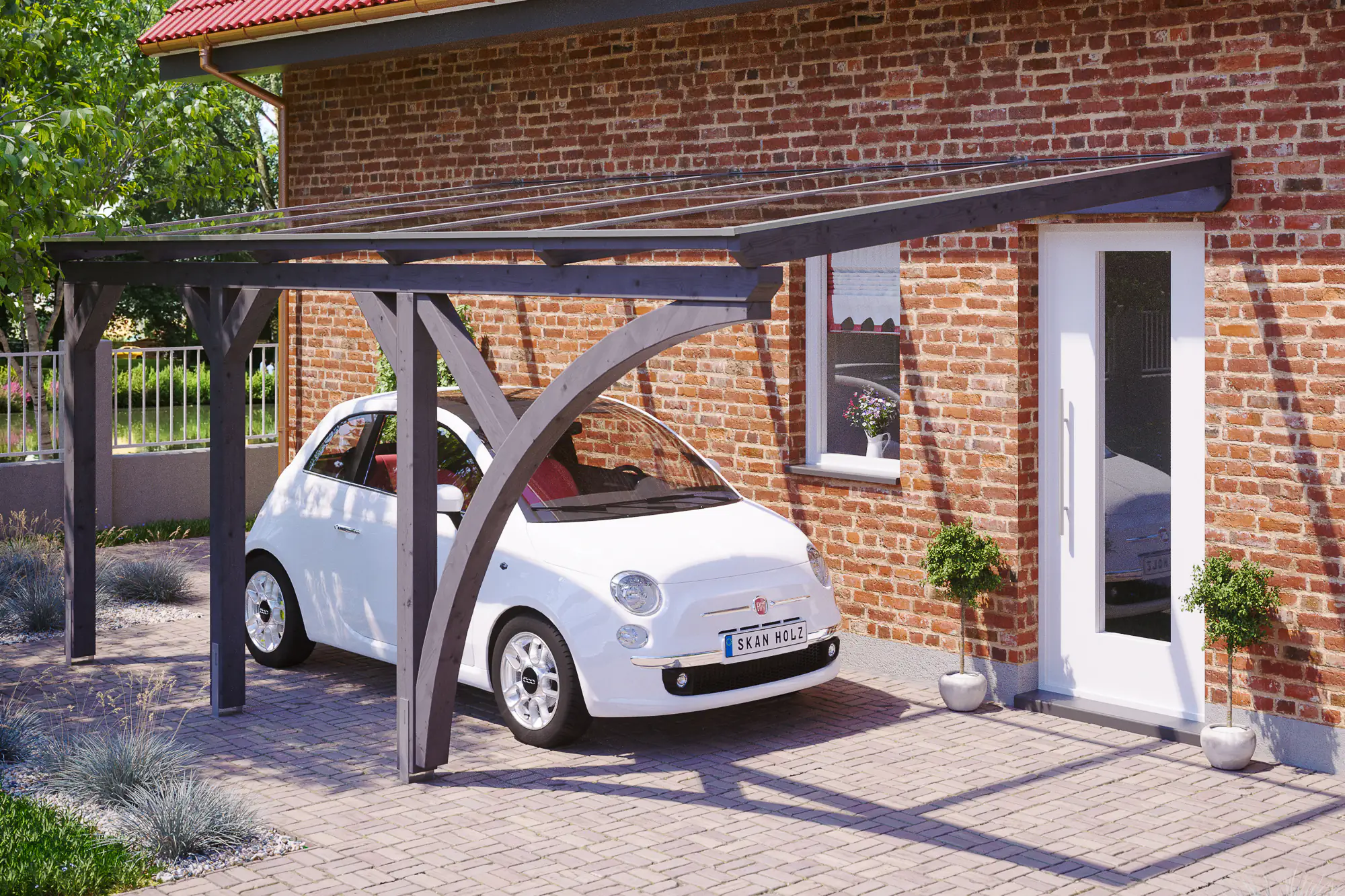 SKAN HOLZ Carport Eifel 300 x 541 cm, lasiert in Schiefergrau
