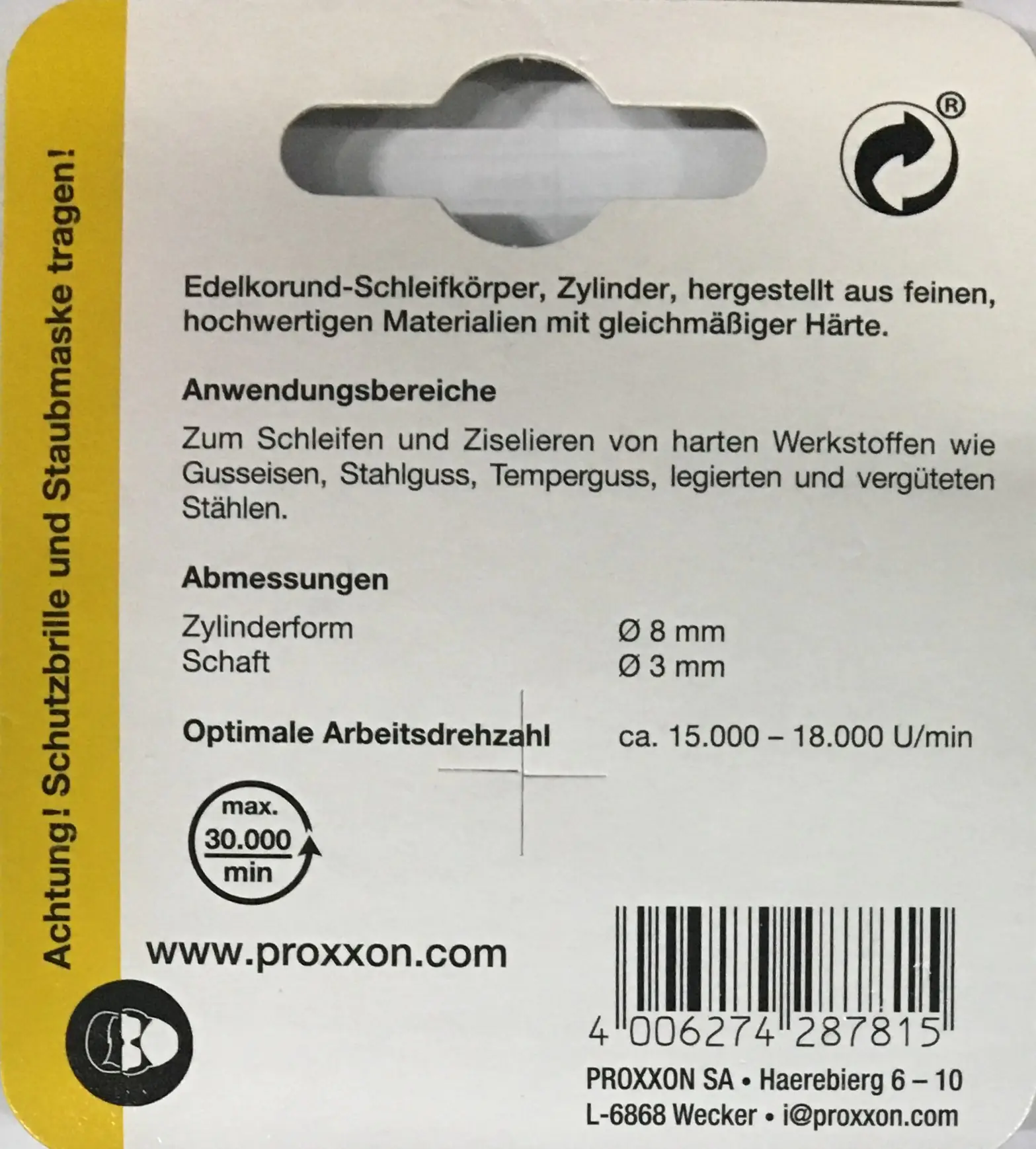 Proxxon Micromot Edelkorund-Schleifkörper 8 x 13 mm Proxxon Micromot Edelkorund-Schleifkörper 8 x 13 mm