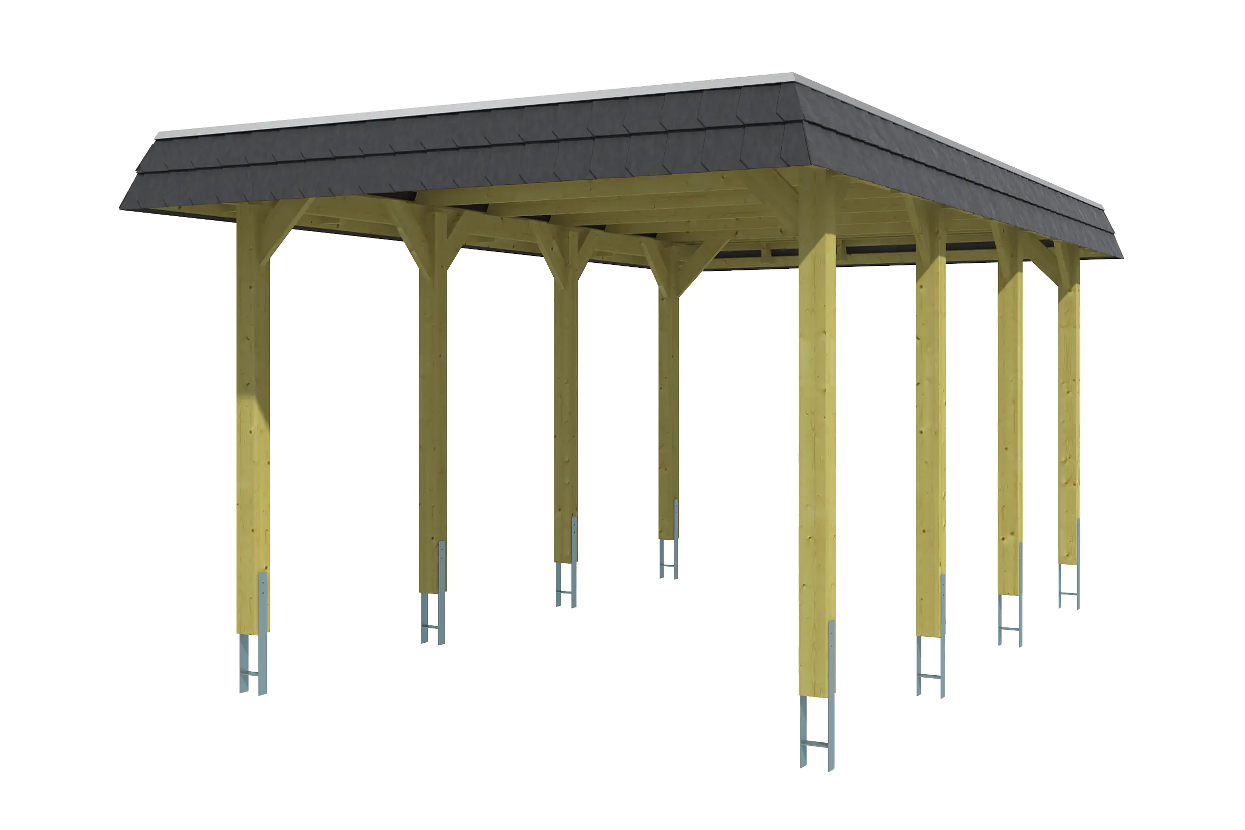 SKAN HOLZ Carport Spreewald 345 x 589 cm mit Aluminiumdach